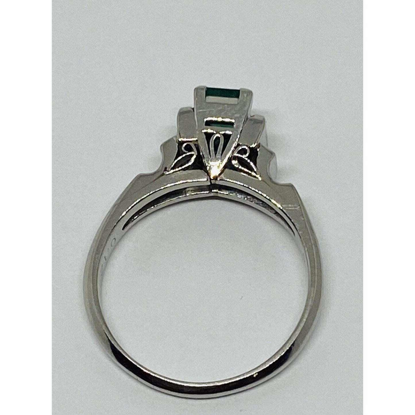 Diamond .64 Emerald Diamond Platinum Engagement Cocktail Ring 7.5