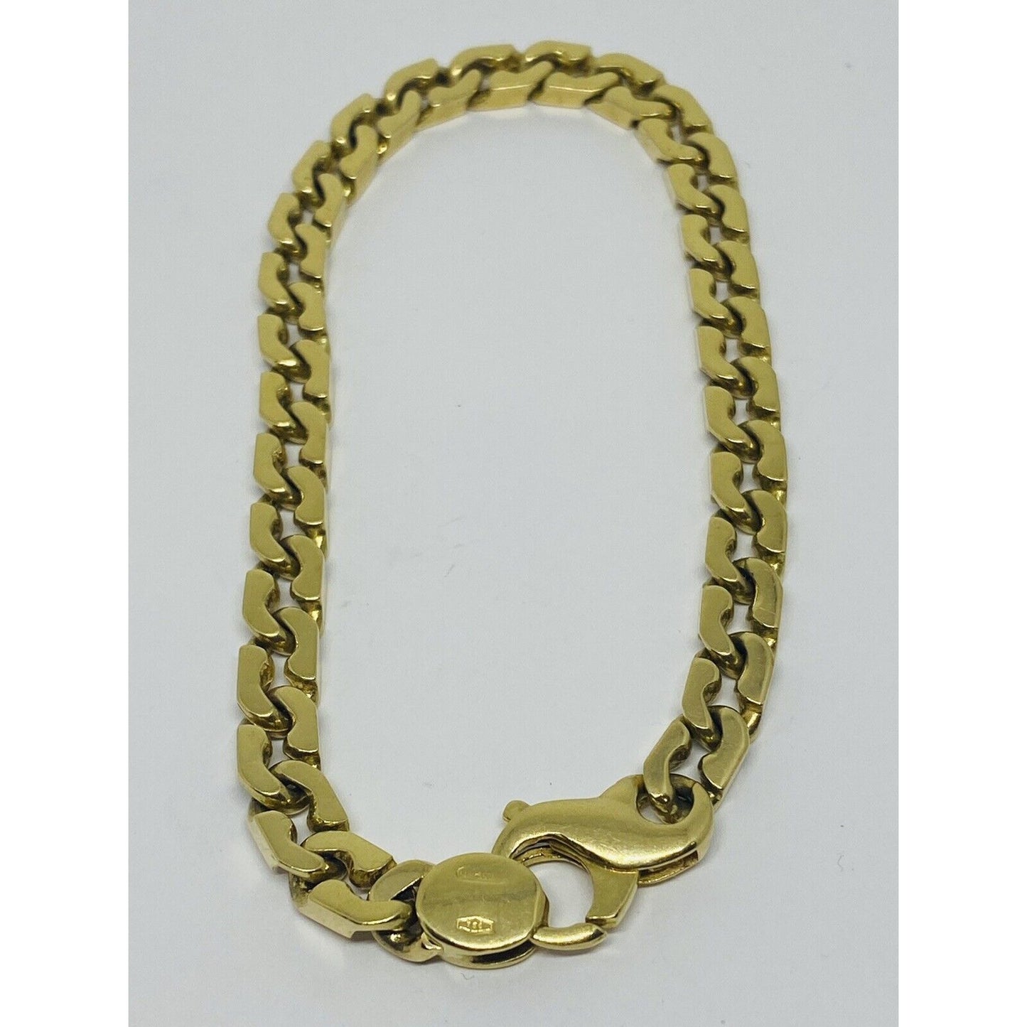 18K Solid Yellow Gold Unique link bracelet 8.75” 39.4 gram Pre owned