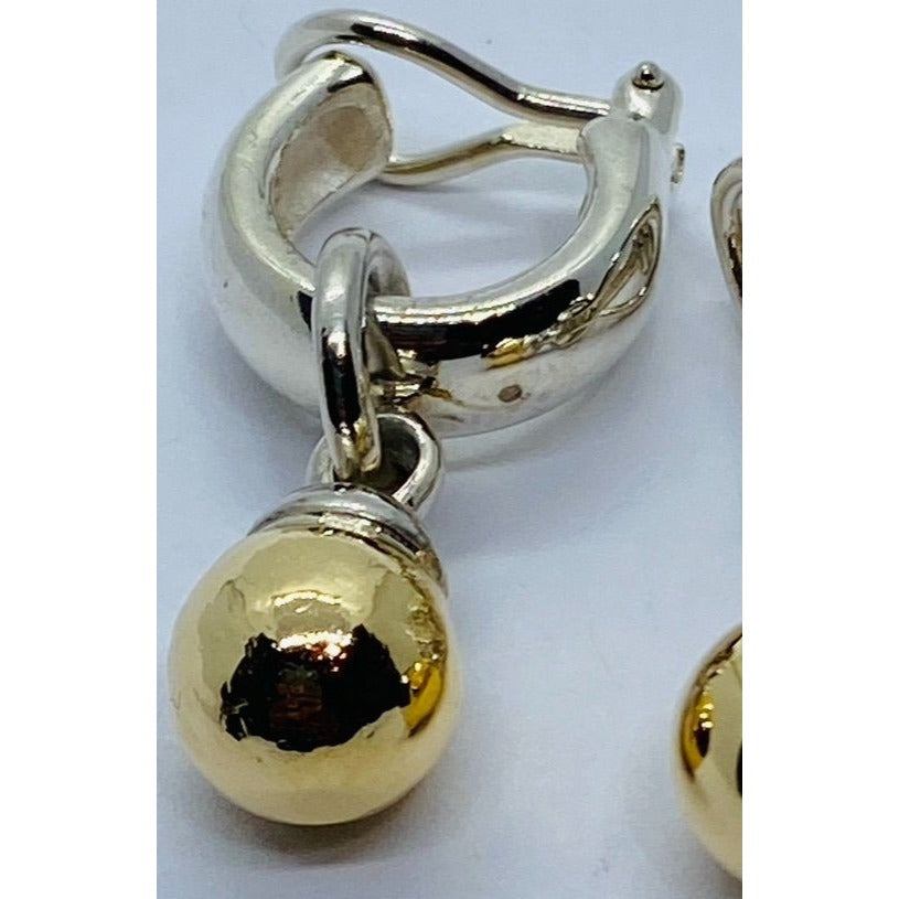 Tiffany & Co Ball Earrings Silver Hardware 18K Gold Fascination Dangle Clip On
