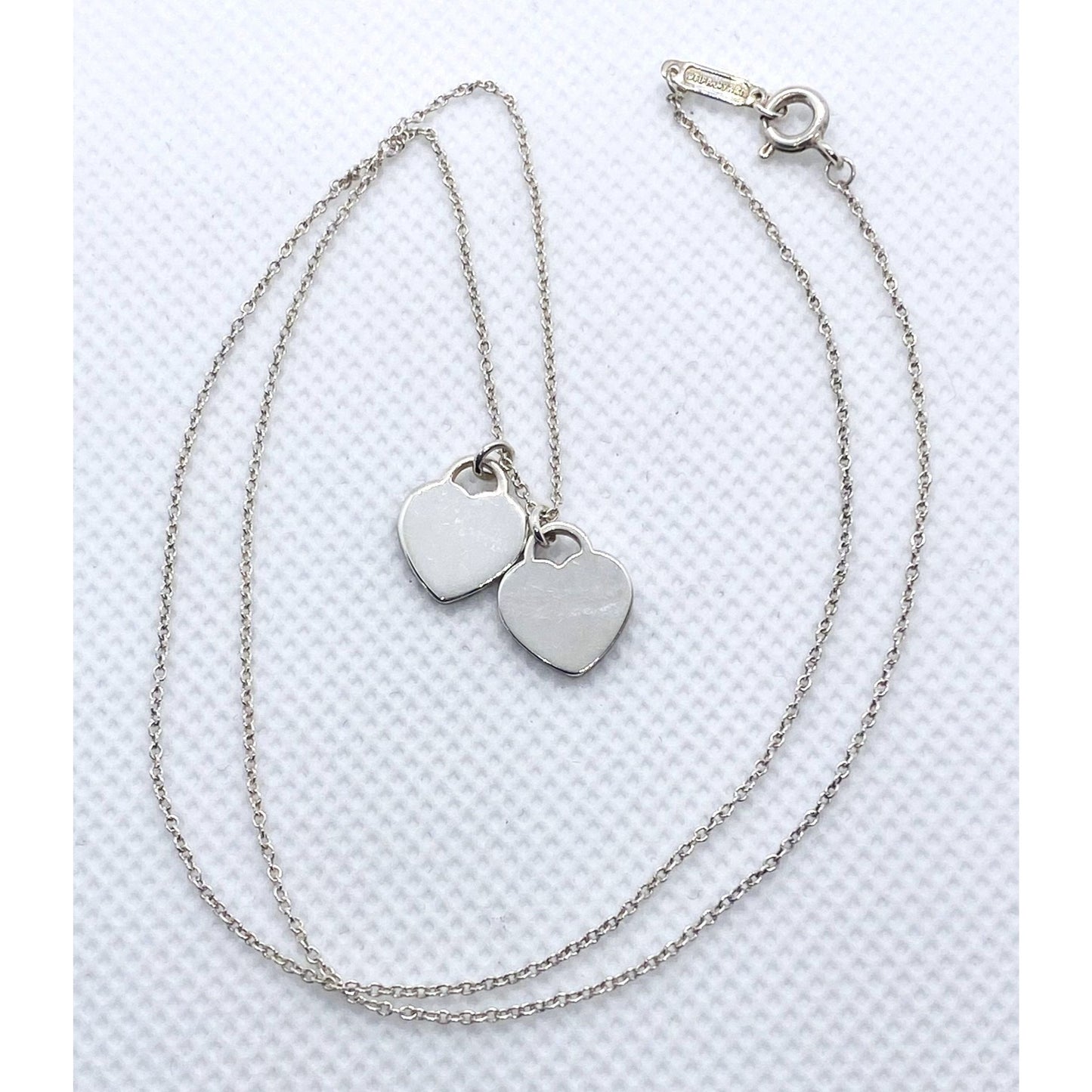 Tiffany & Co Sterling Silver 925 Mini Double Heart Necklace 18"