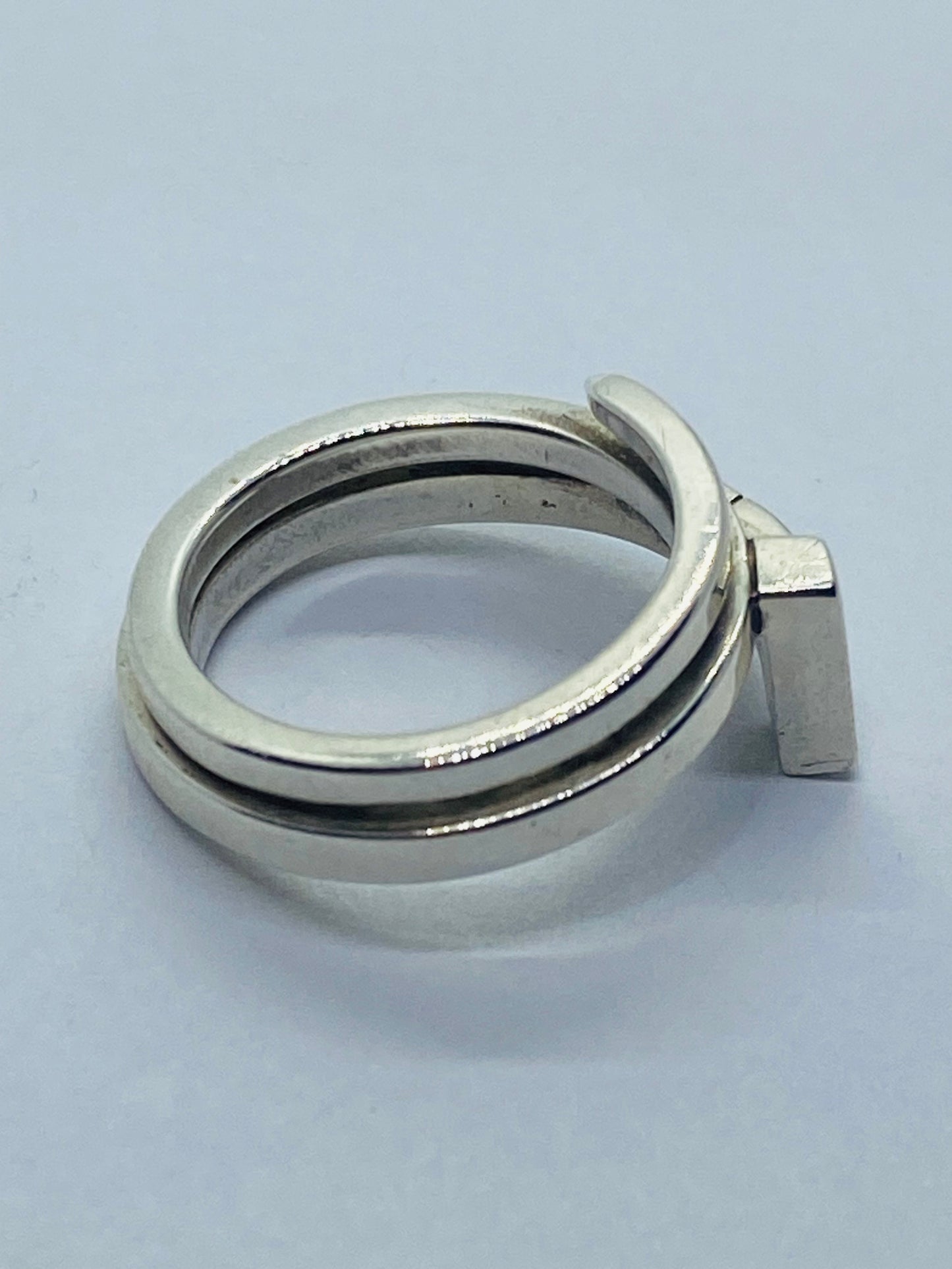 Tiffany & Co Sterling Silver T Square Wrap Ring Size 4 Pouch 11MM Wide