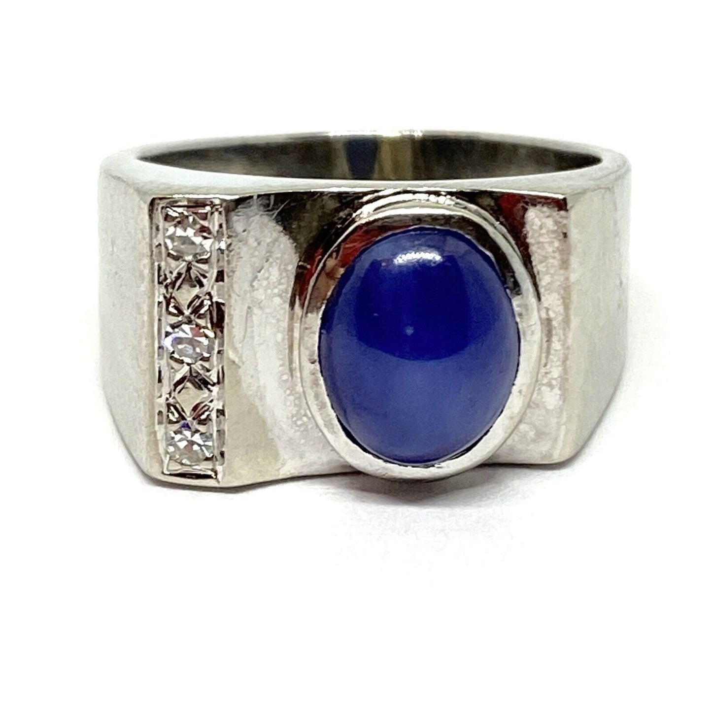 Estate Diamond Star Sapphire 14K Gold Fancy Ring 7.0 Grams