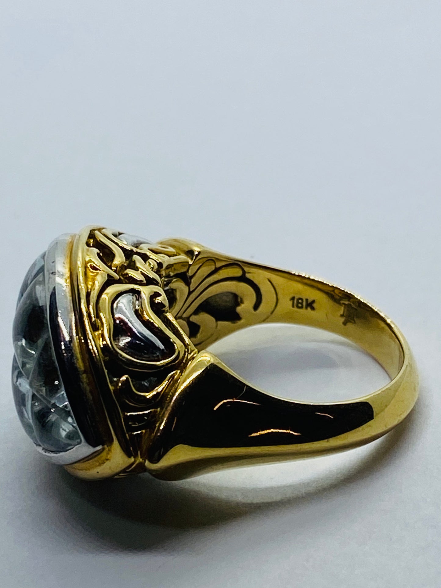 John Hardy Solid Yellow And White Gold 18K 750 Batu Glacier White Topaz Ring