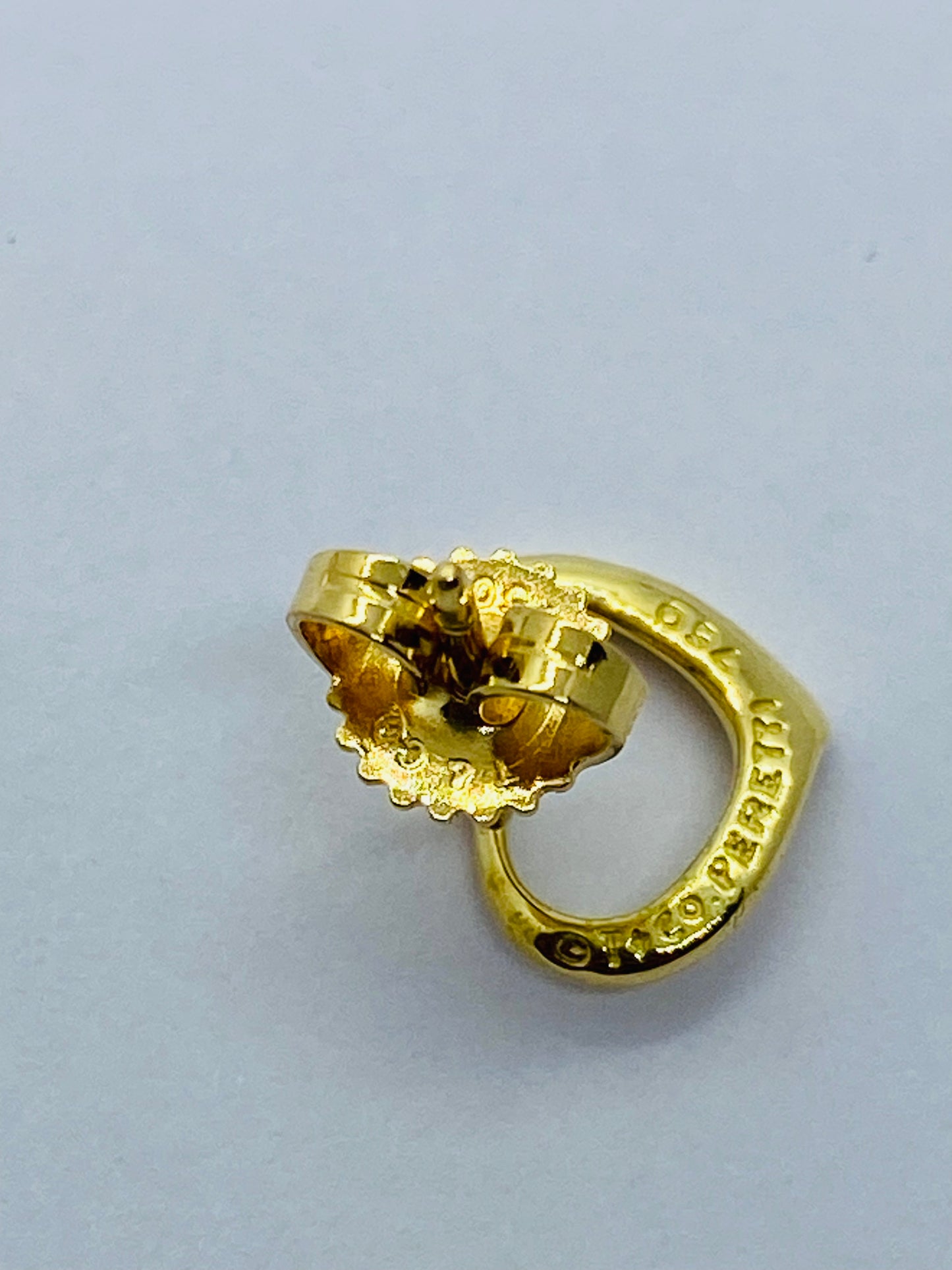 Tiffany & Co. Elsa Peretti 18K Yellow Gold Open Heart Stud Earrings READ