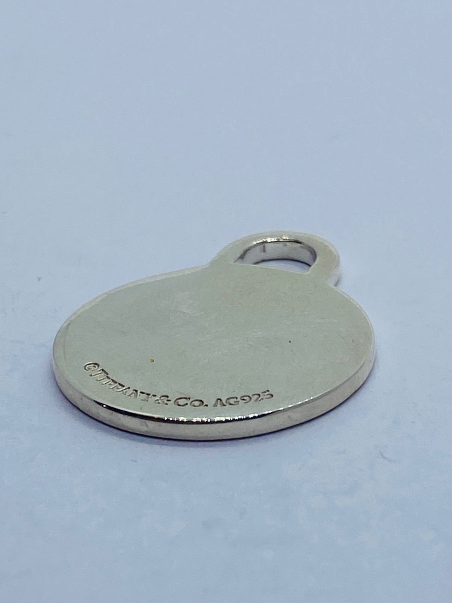 Tiffany & Co Medium Engravable Blank Round Tag Mens Pendant Sterling Silver