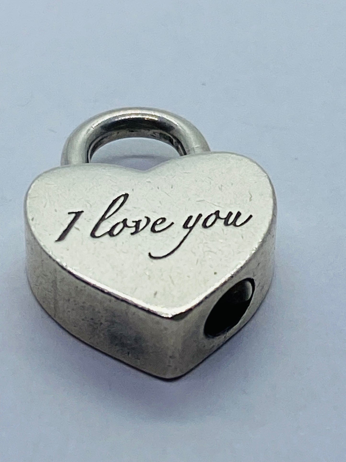 Tiffany & Co Silver I LOVE YOU Heart Padlock Charm Pendant Love Script