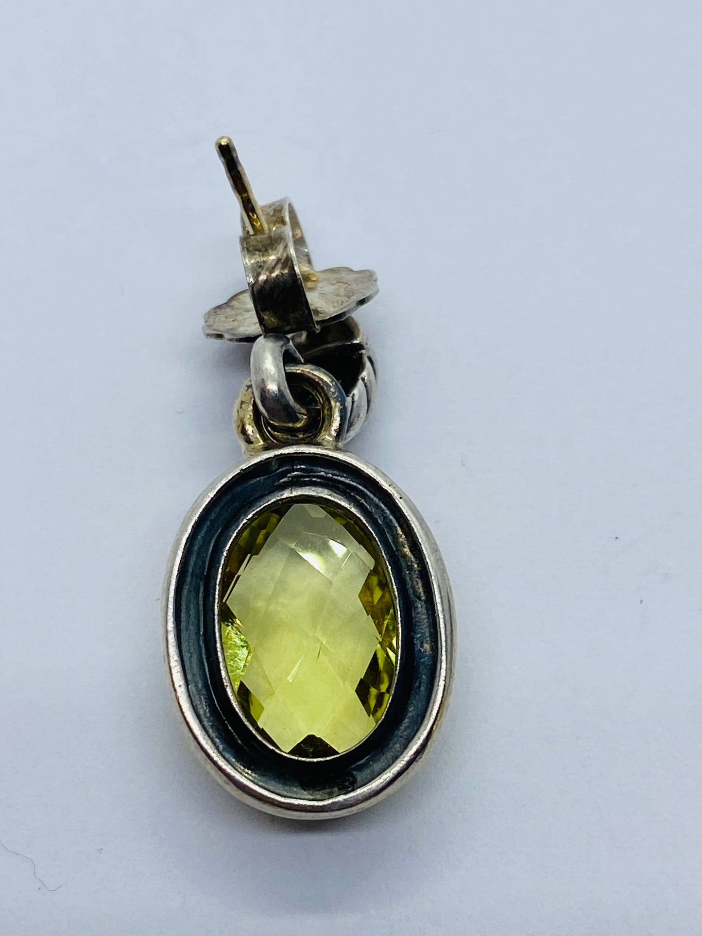 DAVID YURMAN STERLING SILVER 18K YELLOW GOLD OVAL LEMON CITRINE DROP DANGLE