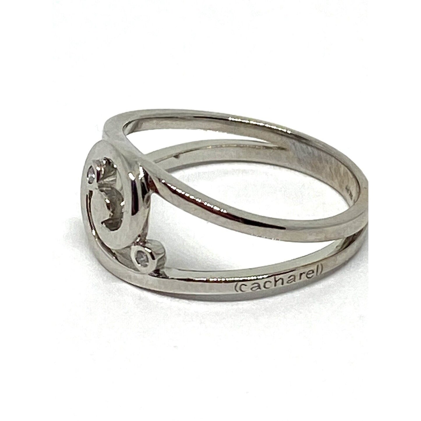 Rare Caharel 0.03ct Diamond 18K Gold Swirl Design Ring