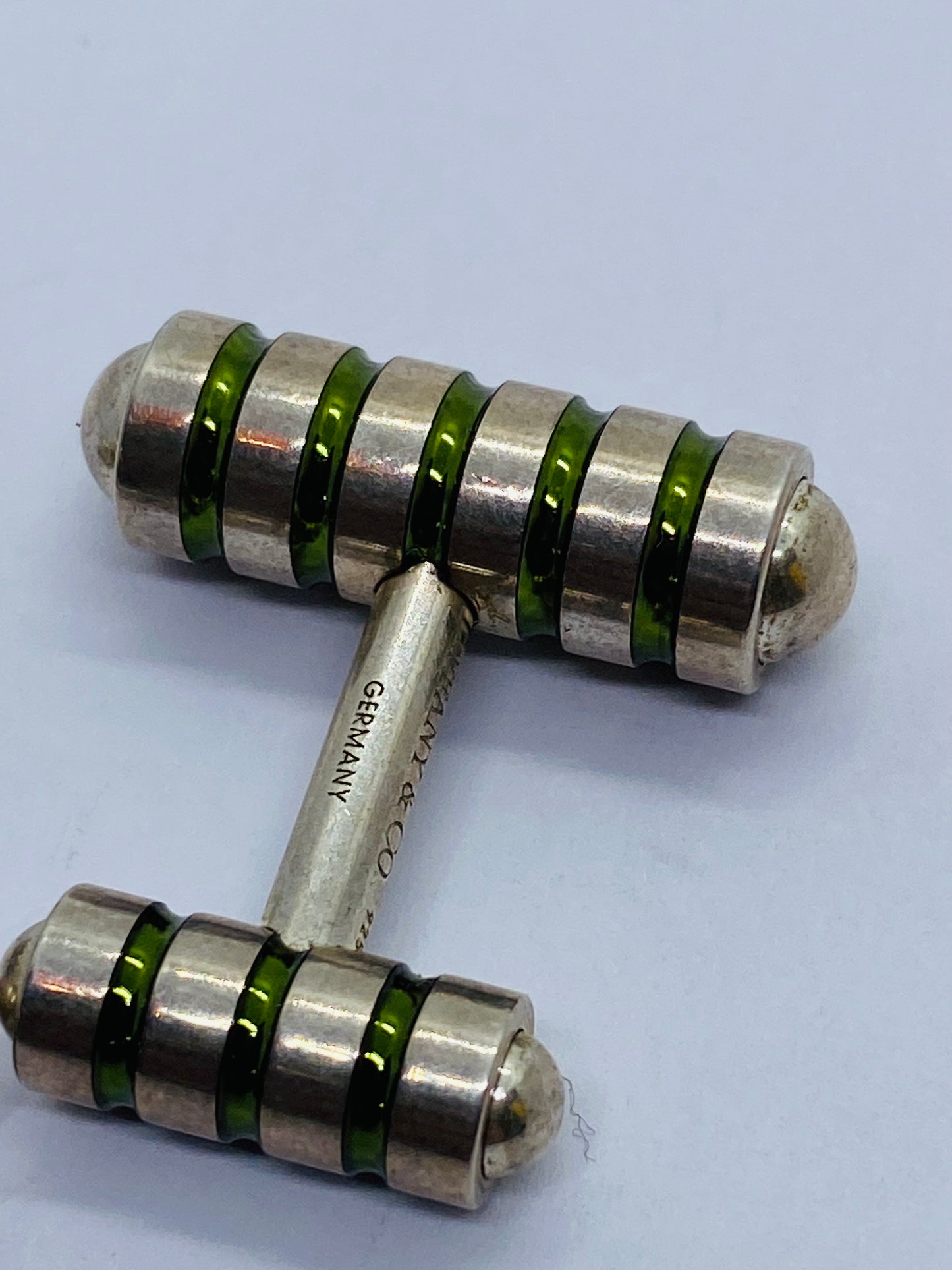 Tiffany & Co Paloma Picasso Sterling Silver Cobalt Green Enamel Cuff Links