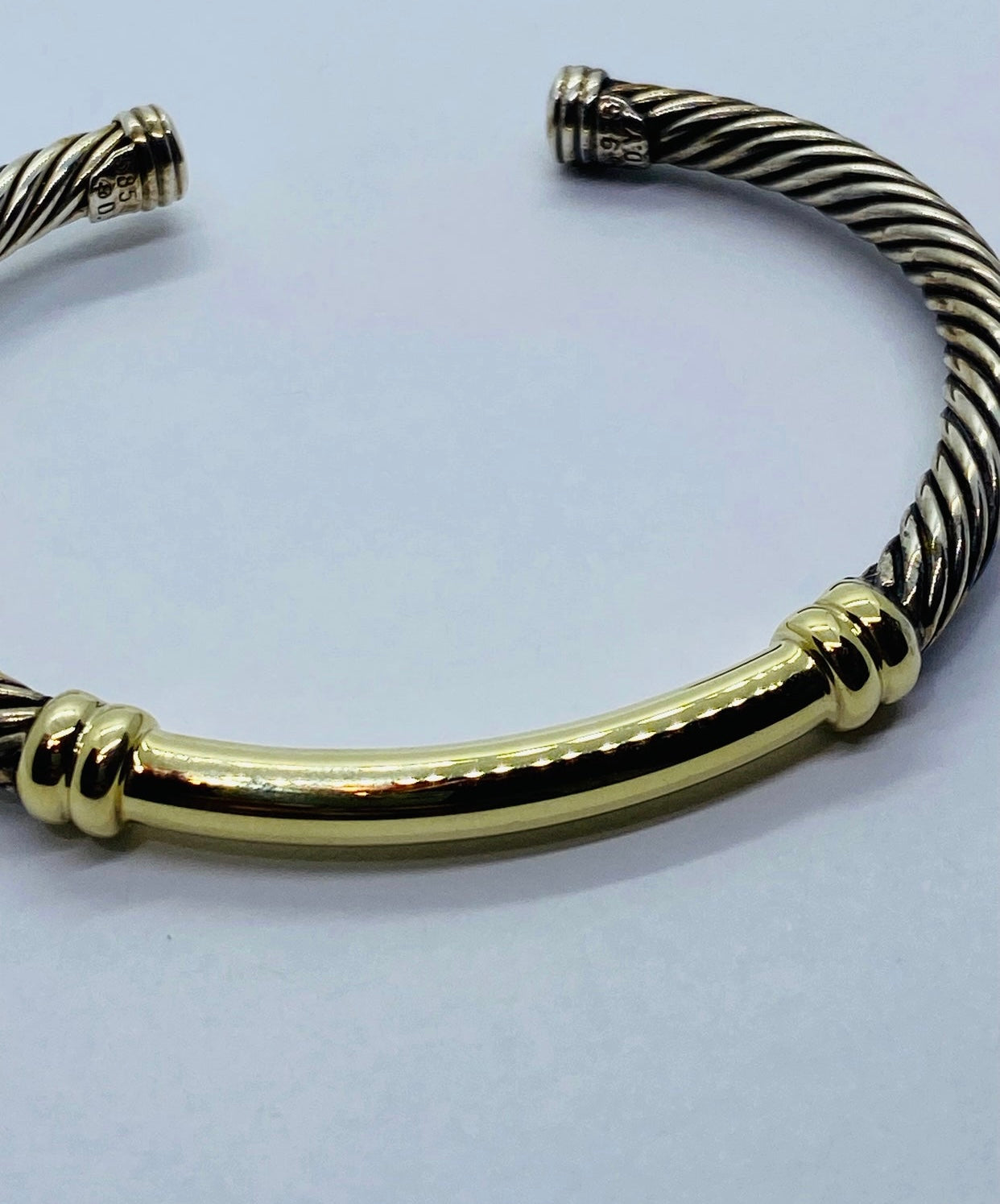 AUTHENTIC DAVID YURMAN SOLID 14K GOLD & STERLING SILVER CABLE BRACELET METRO
