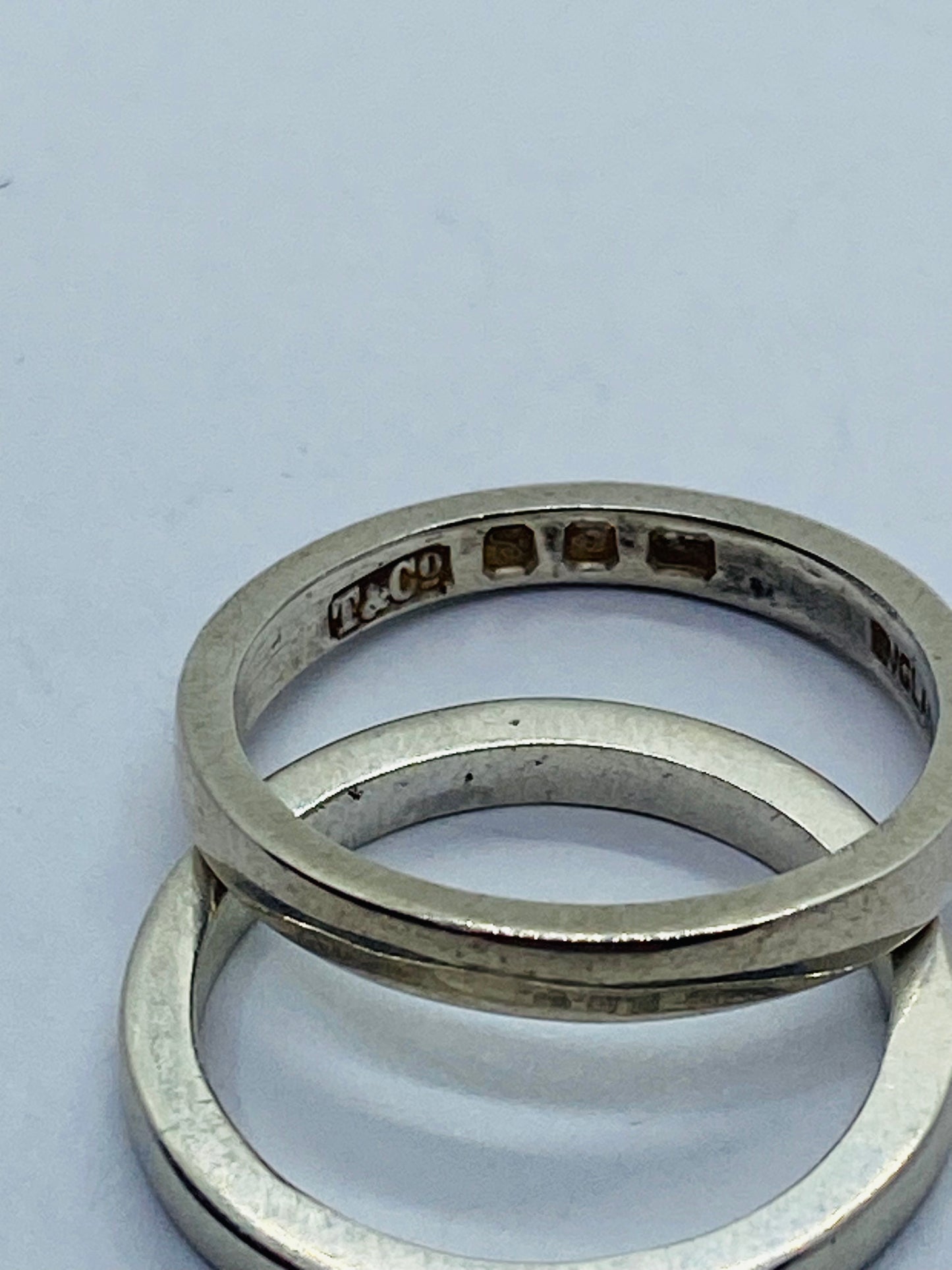 Vintage Tiffany & Co Sterling Silver Band ( T & Co ) Ring Made In England SET