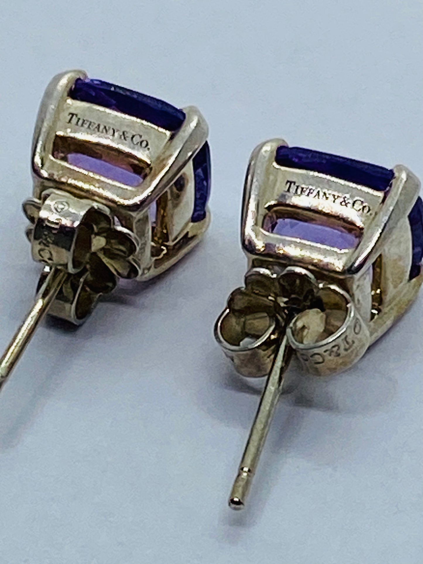 Tiffany & Co. Sparklers Cushion Shape Amethyst Sterling Silver Stud Earrings