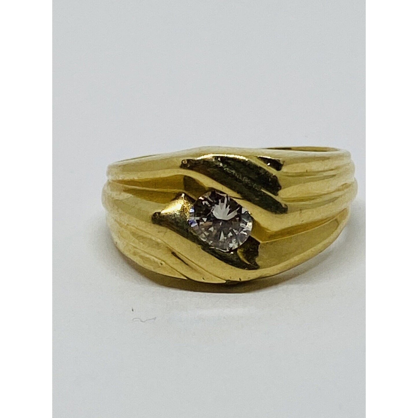 Mens 14k Yellow Gold 1/2 Ct Channel Set Diamond Solitaire Ring