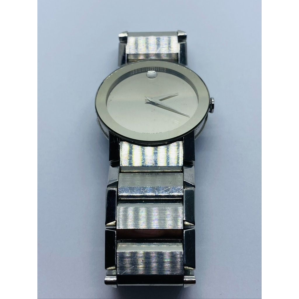 Movado Sapphire Silver Mirror Museum Dial Swiss Men's 84 G! 2896 READ!!!