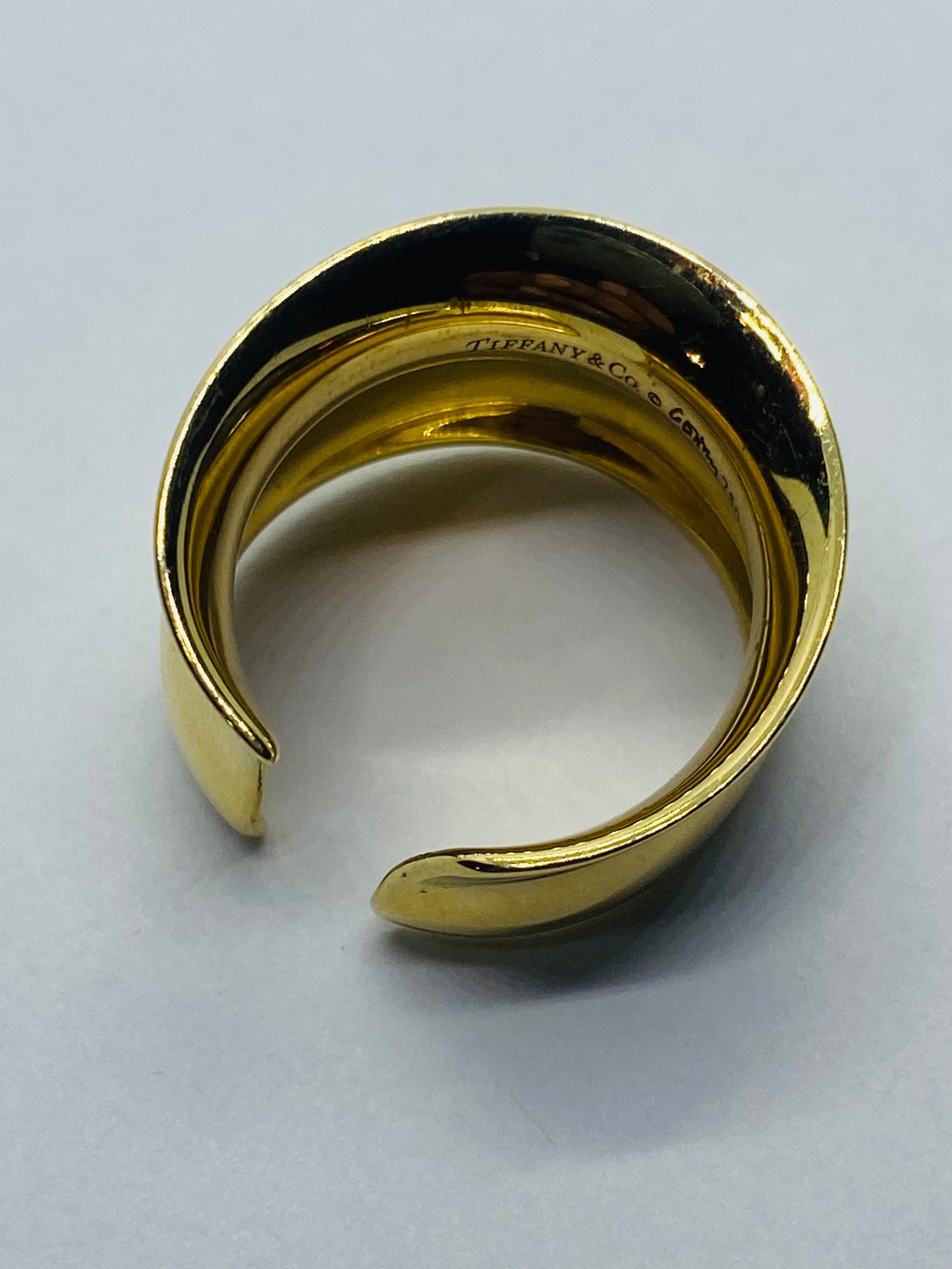 Tiffany & Co. Frank Gehry 18k Yellow Gold 750 Contour Size 6 Cuff Retired Pouch