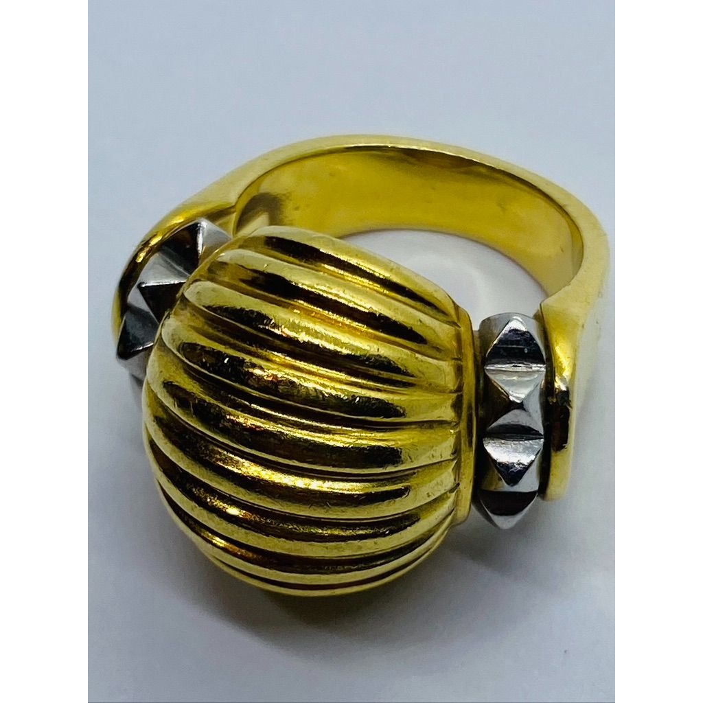 Lagos Platinum + 18k Yellow Gold Jumbo Cocktail Ring 18.04 Grams Size 6.5