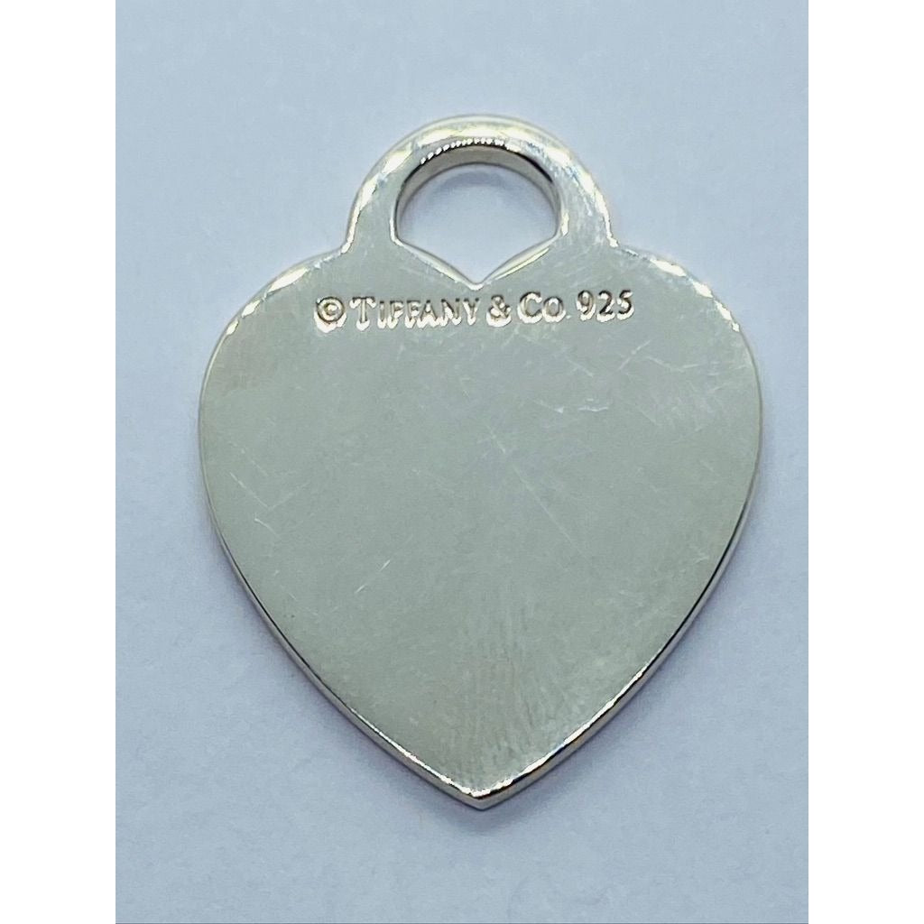 Tiffany & Co Sterling Silver Engravable Blank Heart Tag Charm Pendant