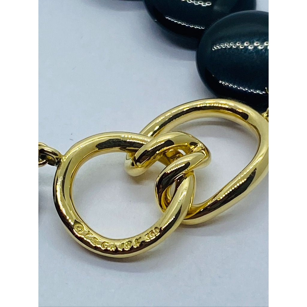 Tiffany & Co. 18k Yellow Gold Black Onyx Angela Cummings Lentil Necklace 14.5"