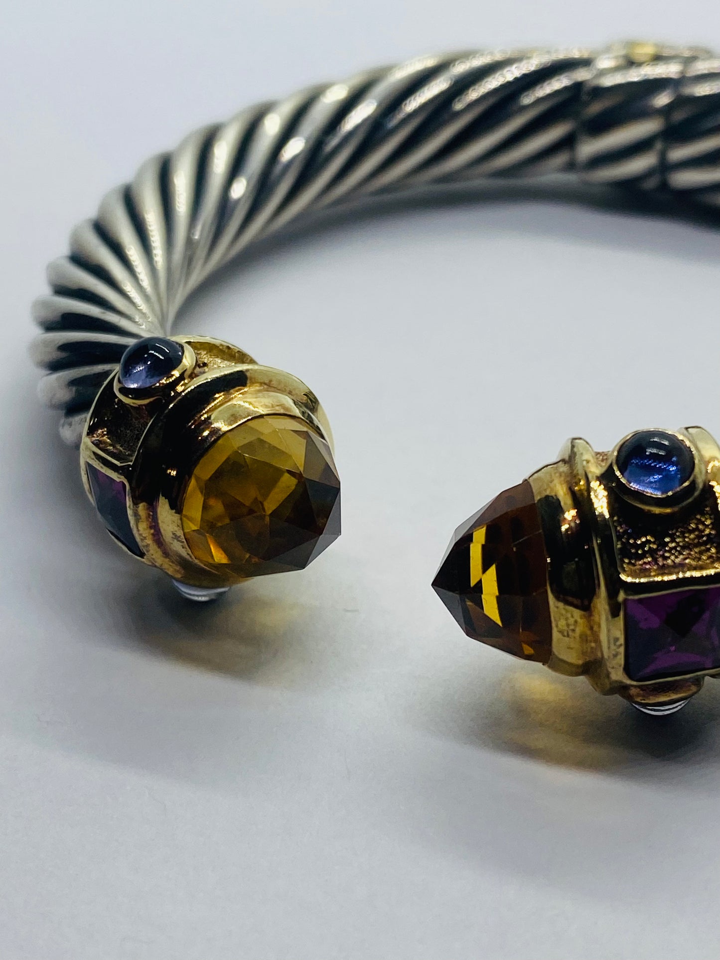 David Yurman 925 14K Gold 10MM Renaissance Bracelet Citrine Amethyst Tourmaline
