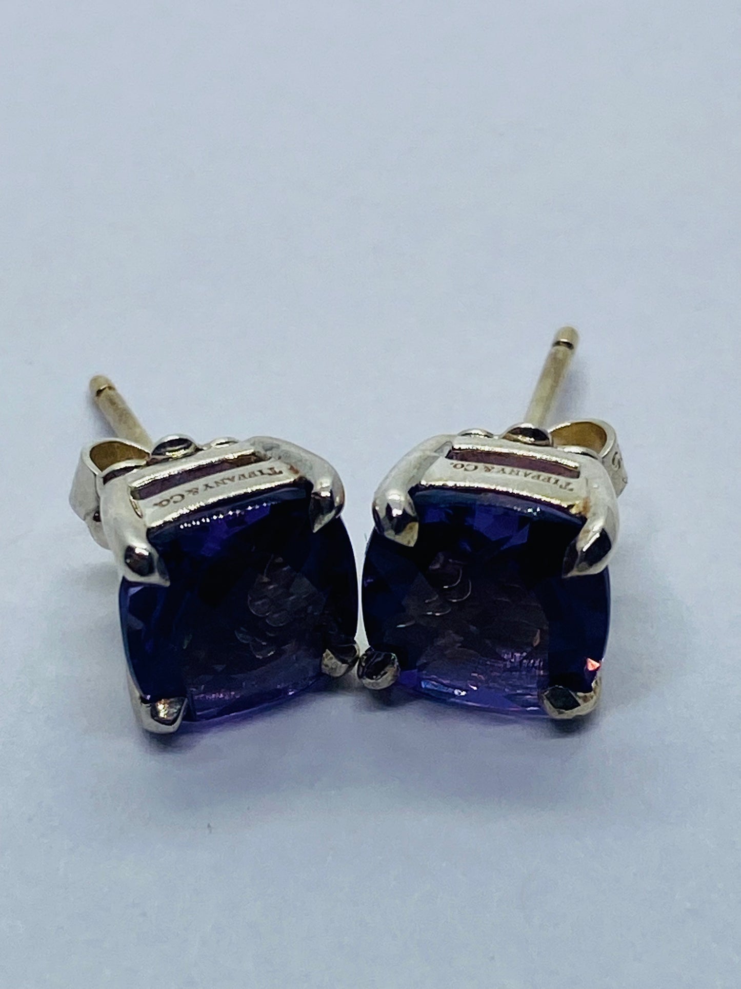 Tiffany & Co. Sparklers Cushion Shape Amethyst Sterling Silver Stud Earrings