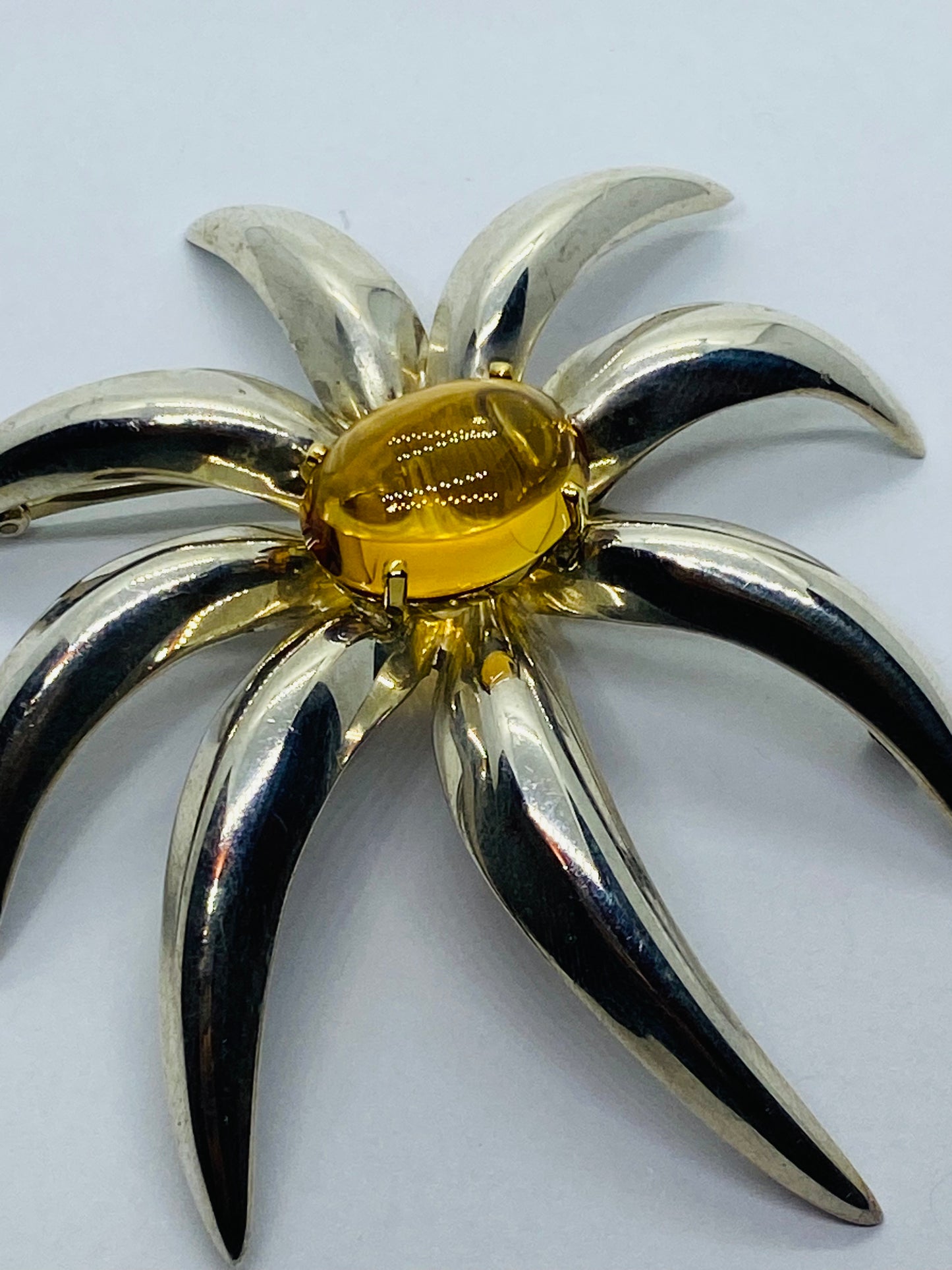 Tiffany & Co Fireworks Large Brooch With Citrine 1995 925 Sterling 750/18K Gold