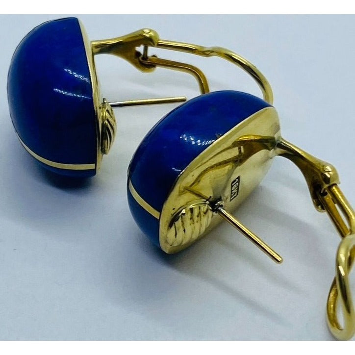 Tiffany & Co 18K Gold & Lapis Onyx Earrings by Angela Cummings
