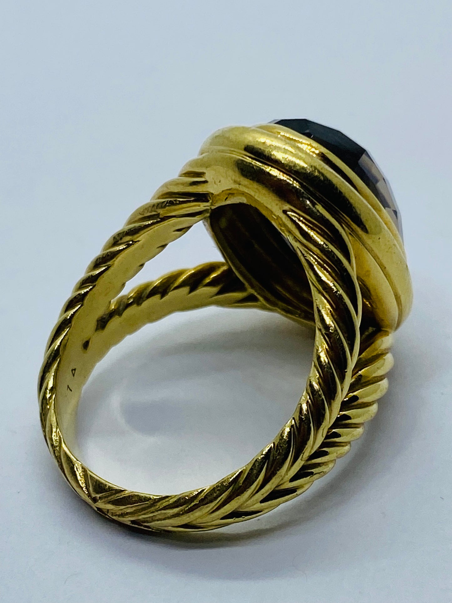 David Yurman Albion Oval Smoky Quartz Ring Solid 750 18k Gold Size 10 18.6G
