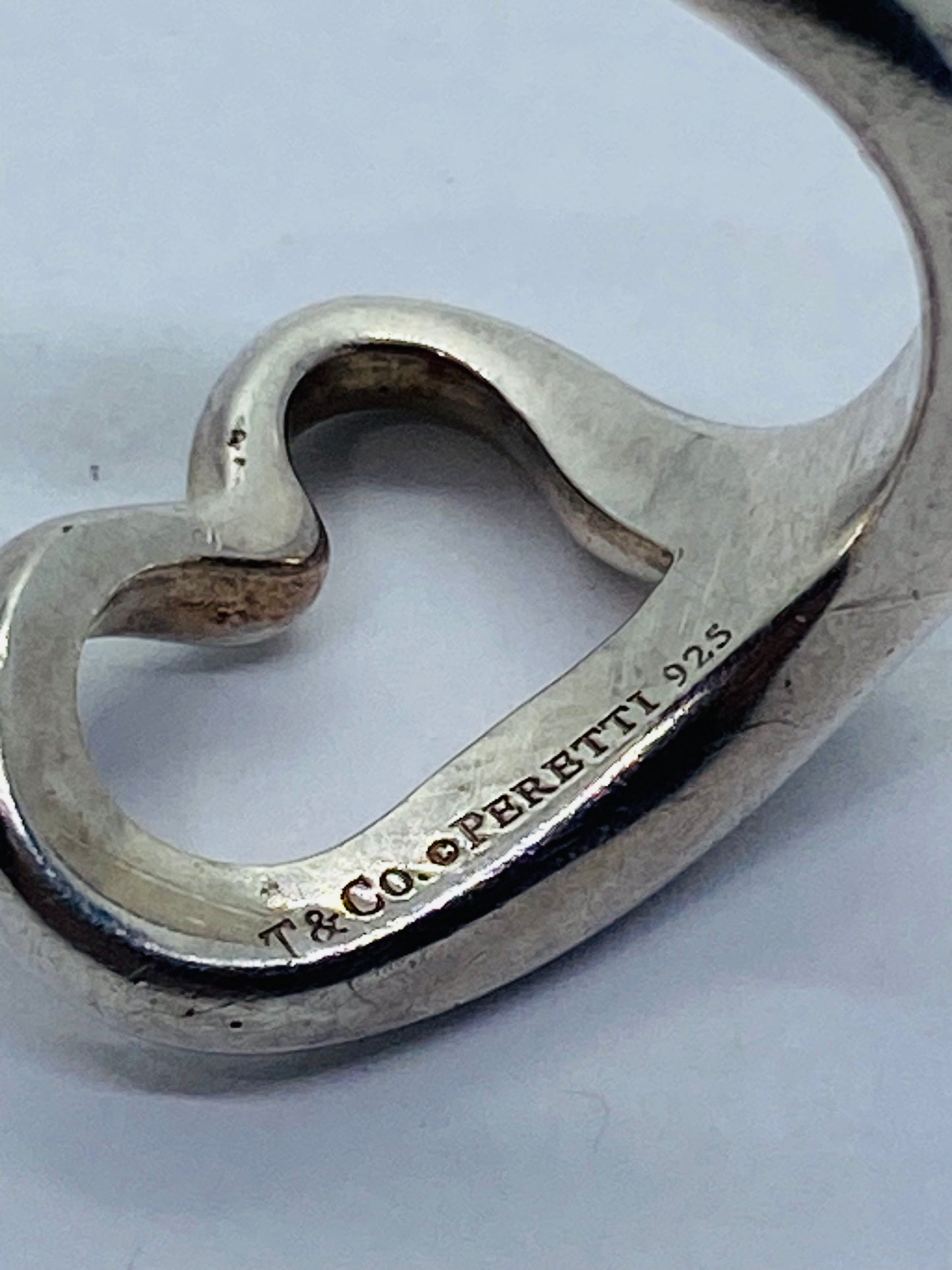 Tiffany & Co Sterling Silver Elsa Peretti Open Heart Ring Size 5 Adjustable