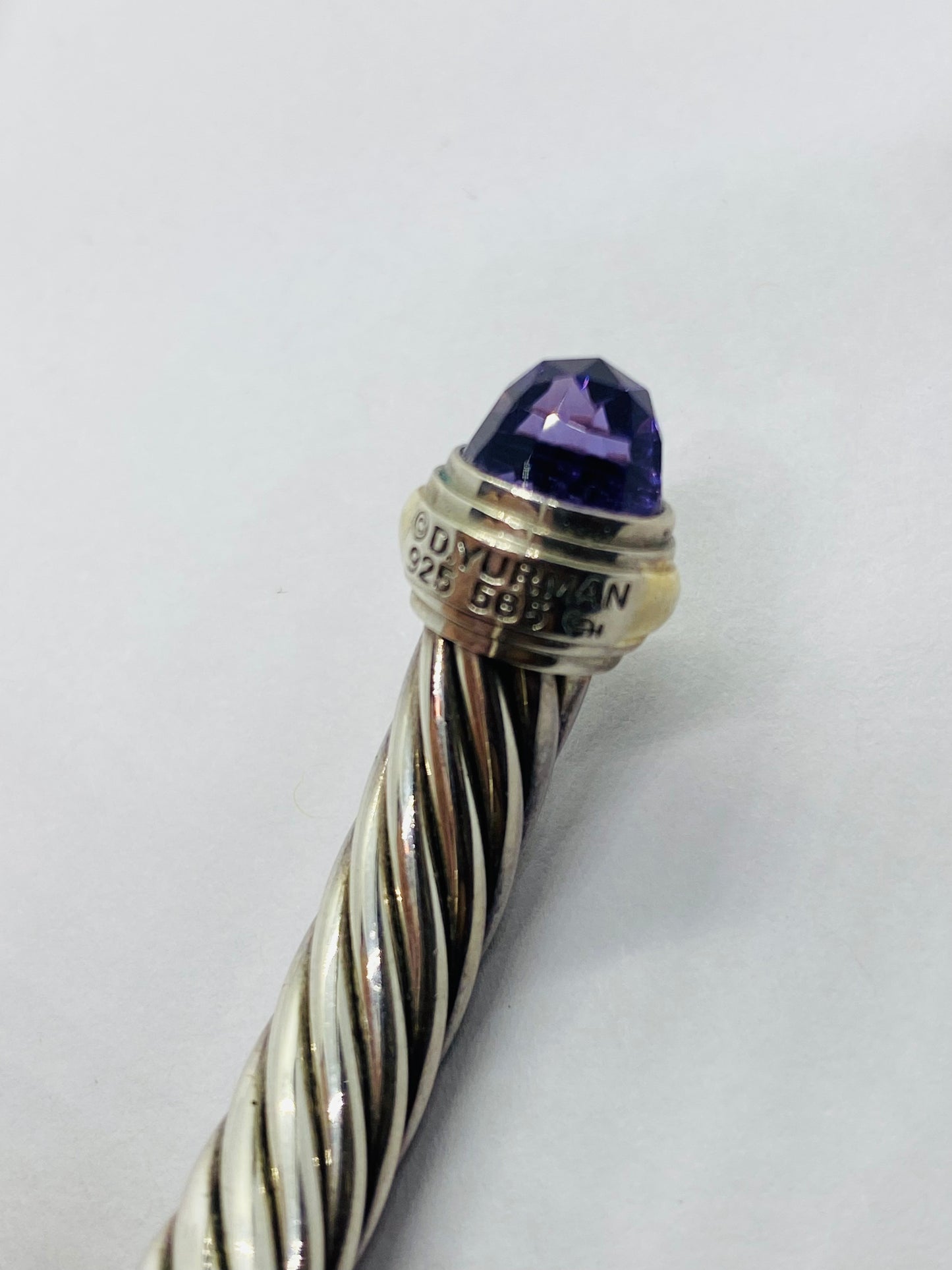7MM David Yurman Cable Classic Bracelet Amethyst 14K Yellow Gold 2.25”