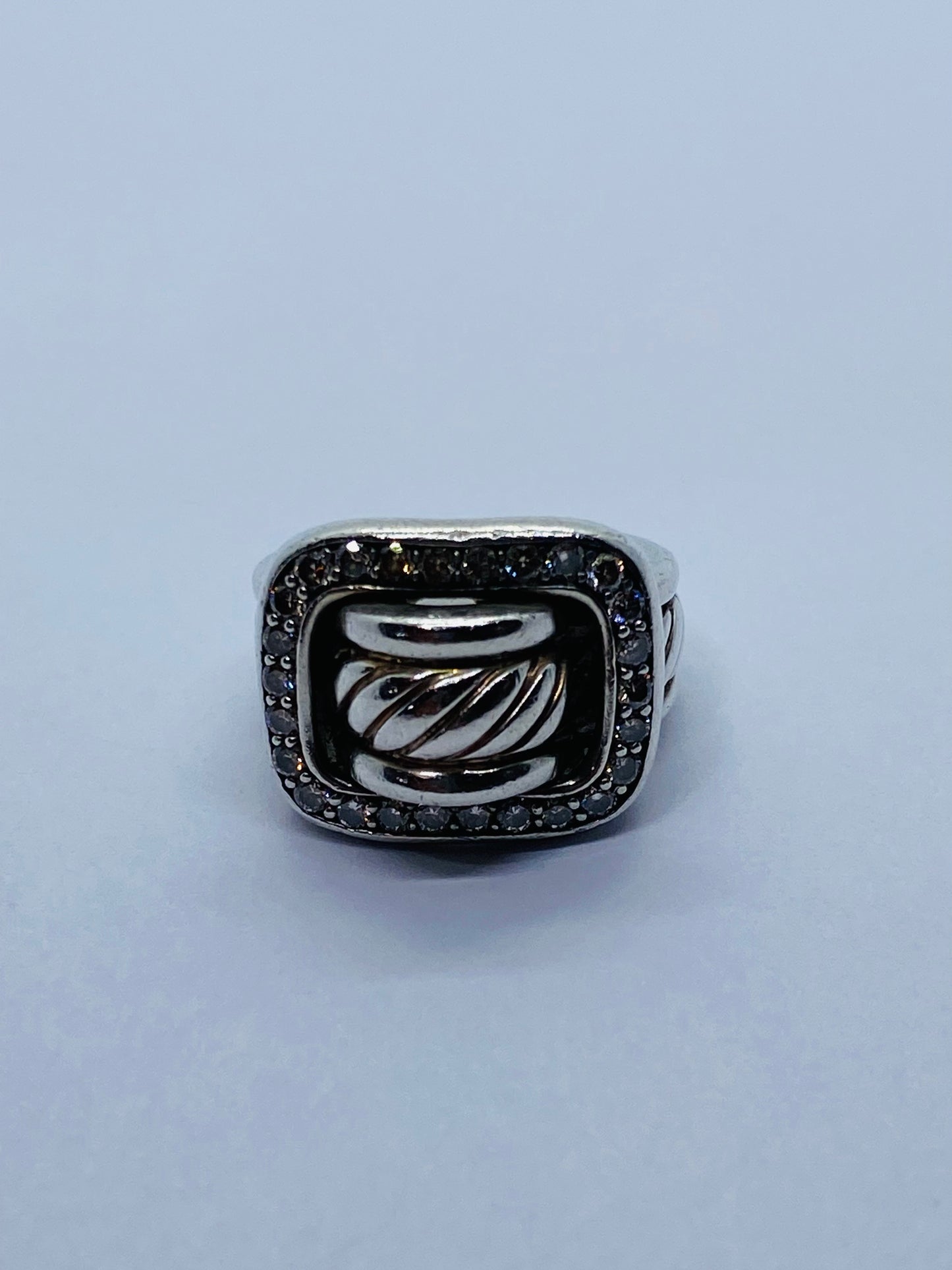 David Yurman Sterling Silver Cable Diamond Buckle Band size 6