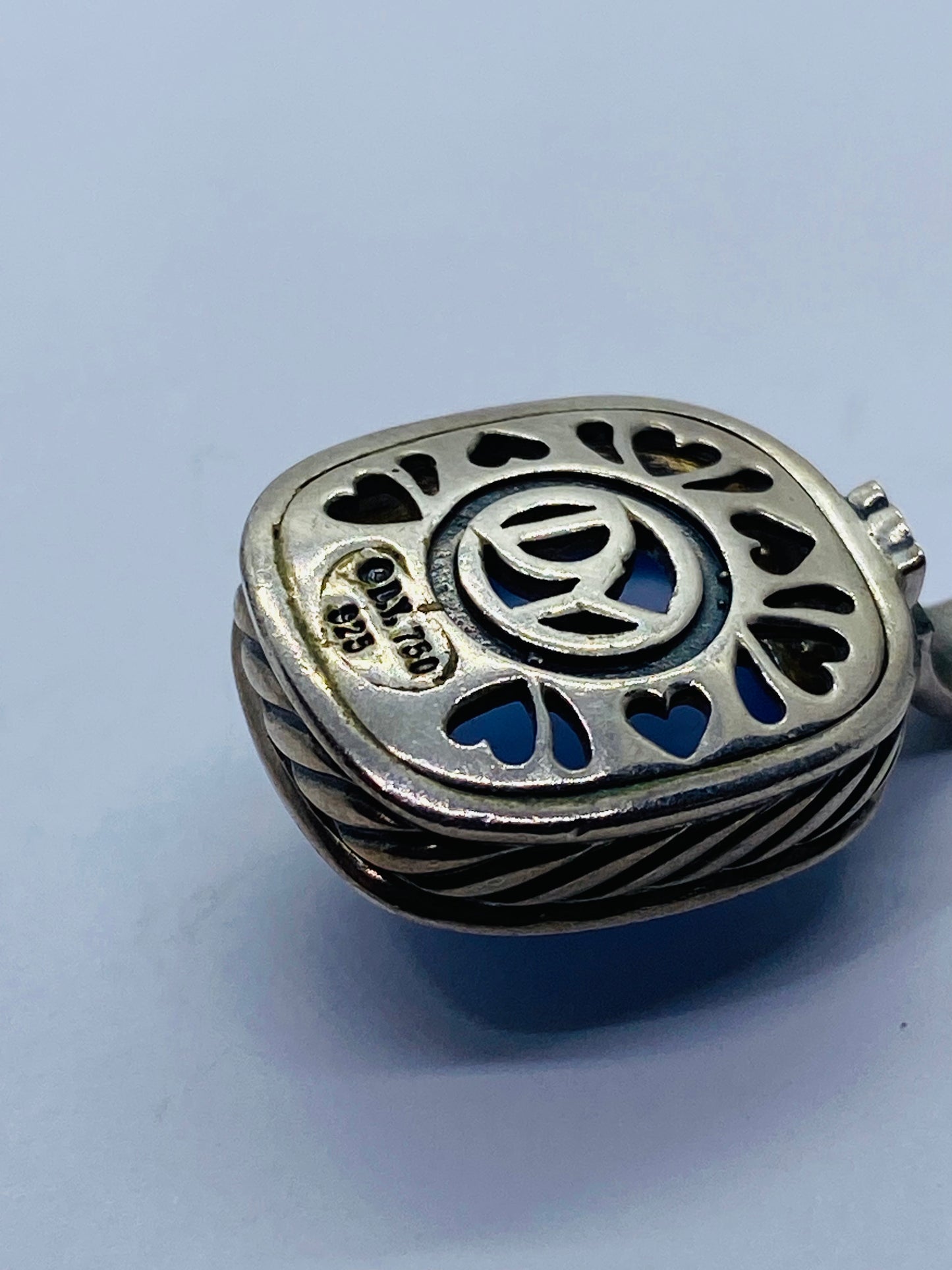 David Yurman Albion Chalcedony 925 Silver 18K 750 Diamond Pendant Enhancer