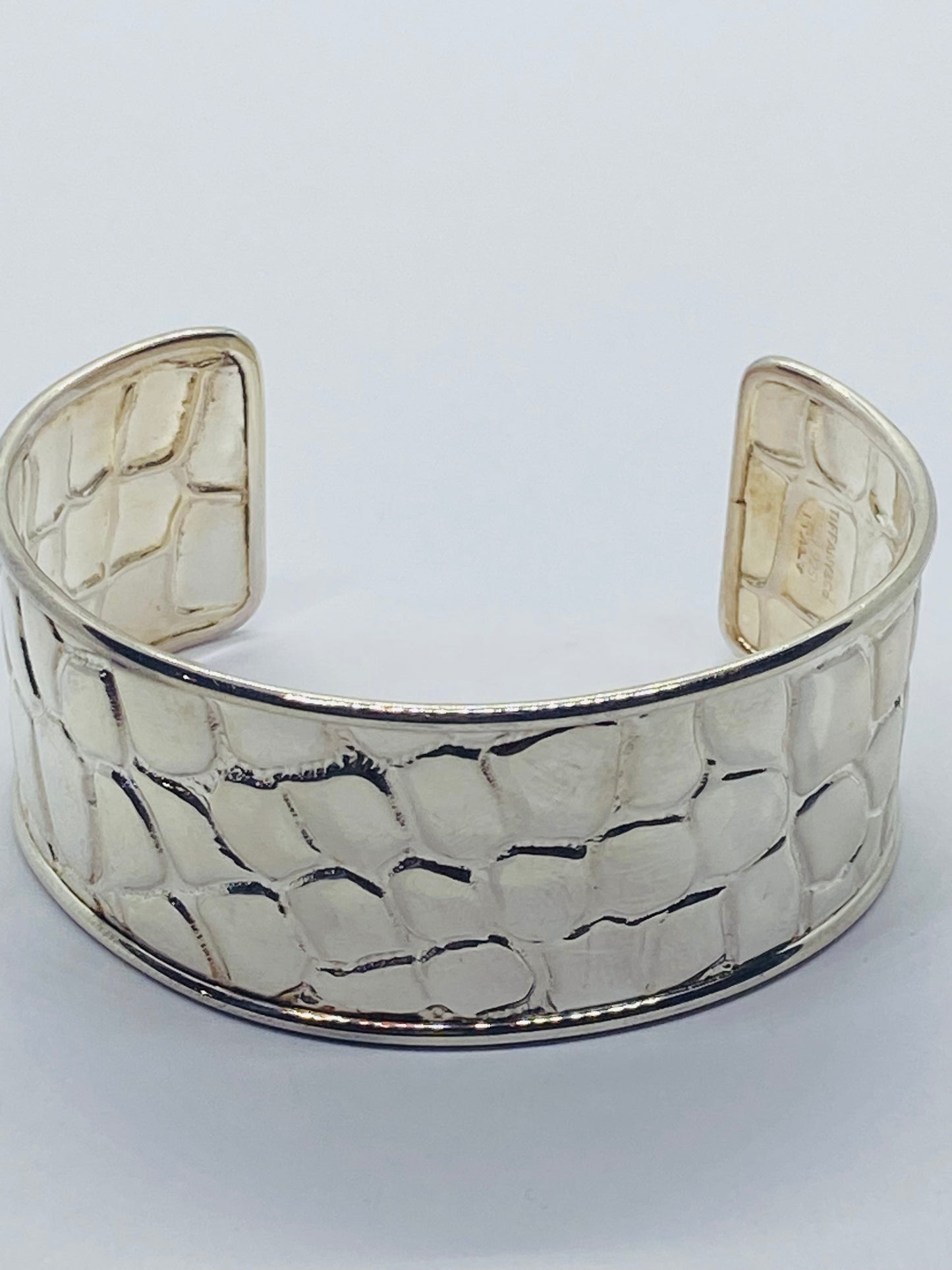 RARE VINTAGE TIFFANY Crocodile Cuff Bracelet 90’s BRACELET Cuff 27MM WIDE BOX