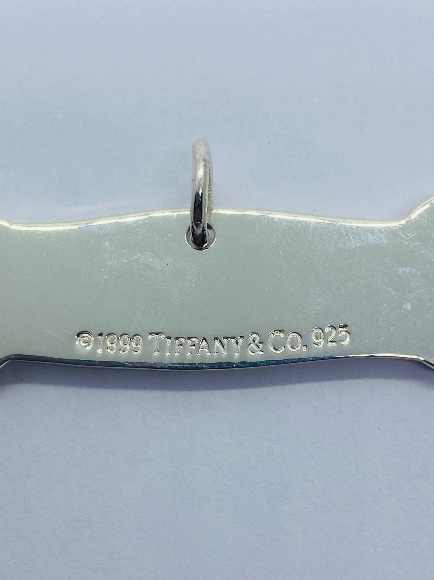 Tiffany & Co. Dog Bone Charm Pendant Tag Sterling Silver 51mm