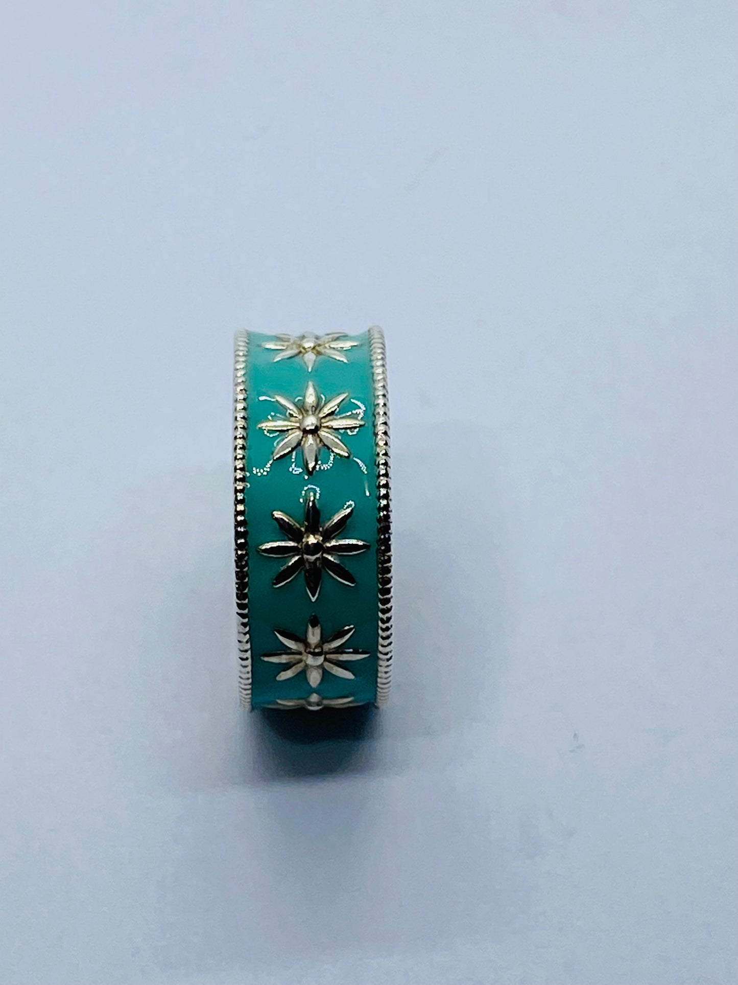 Tiffany & Co Silver MINT NEW RARE Blue Enamel Daisy Ring Size 4!