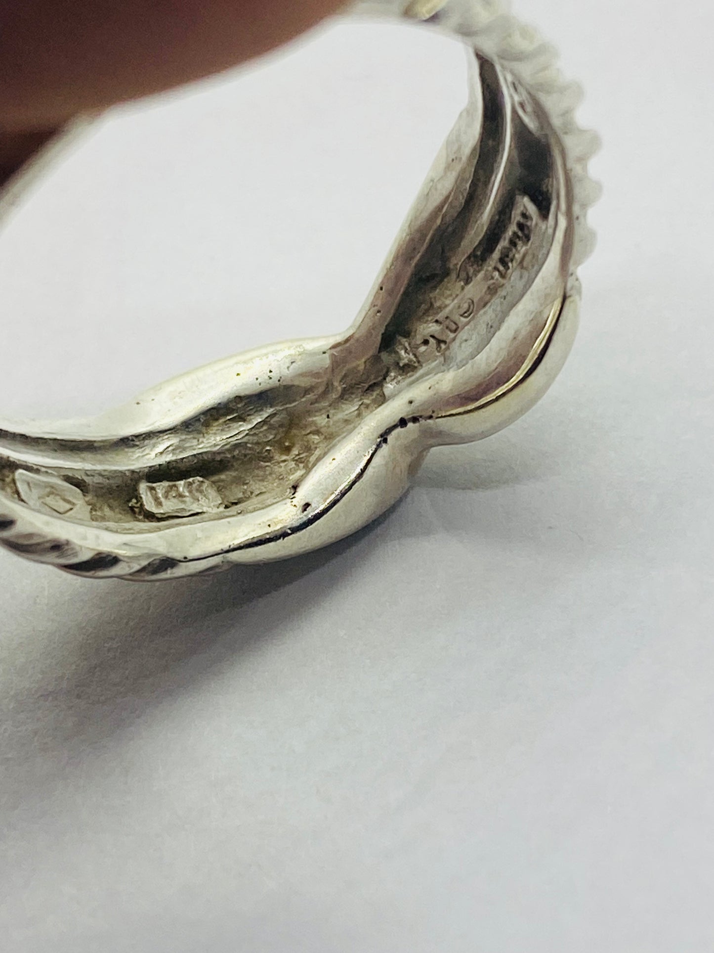 Ring David Yurman Sterling & 14K Gold Triple Cable Band Crossover 'X' 11.25 READ