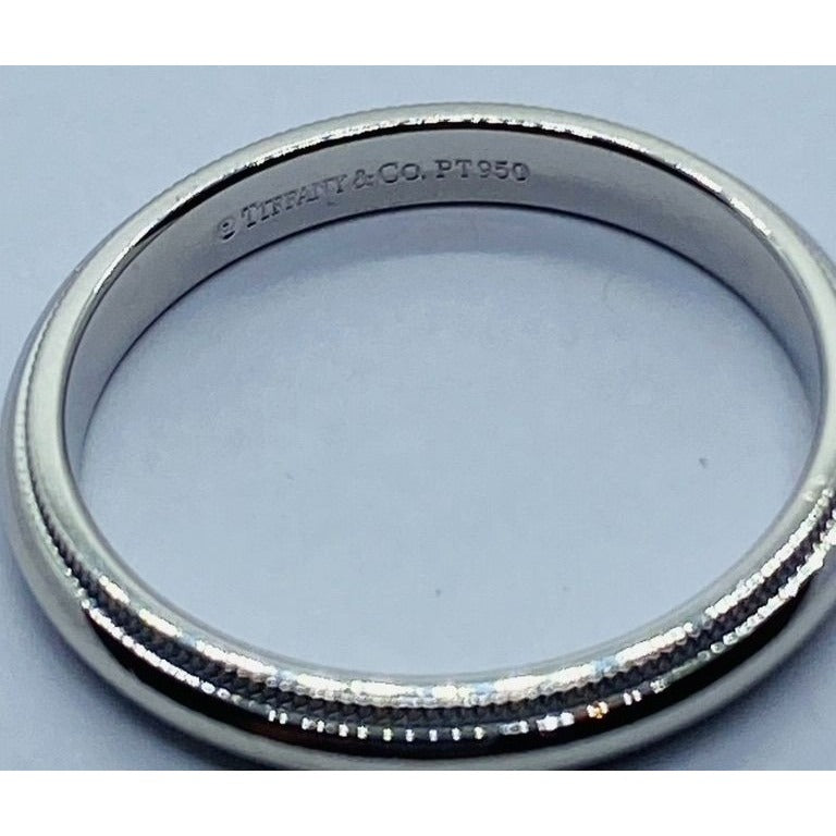 Tiffany & Co Platinum 3mm Double Milgrain band ring 6.1 grams - Size 9