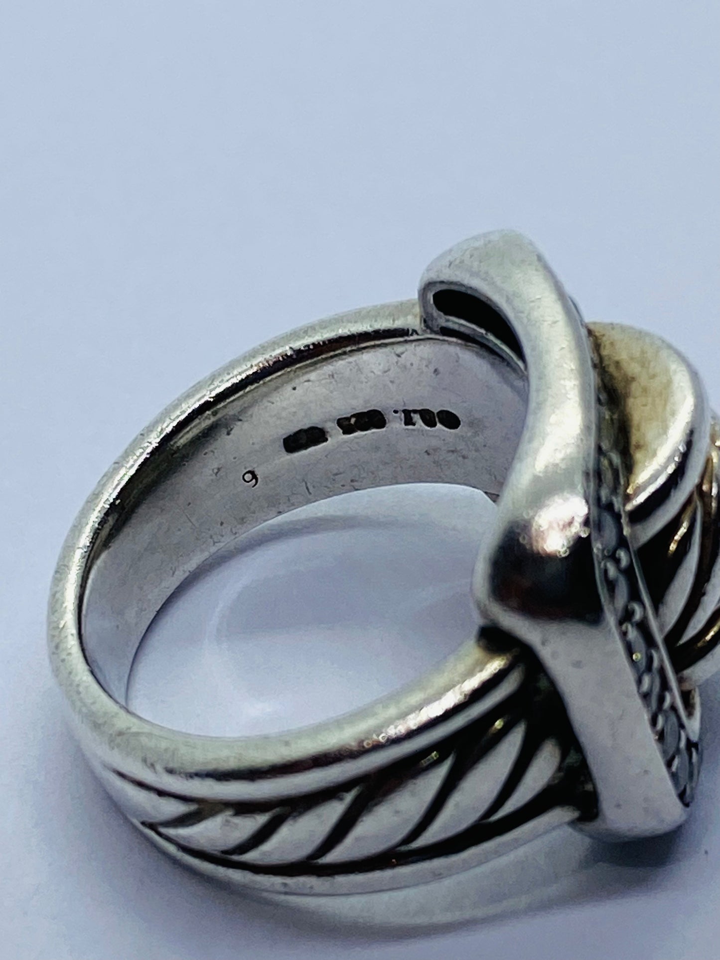 David Yurman Sterling Silver Cable Diamond Buckle Band size 6