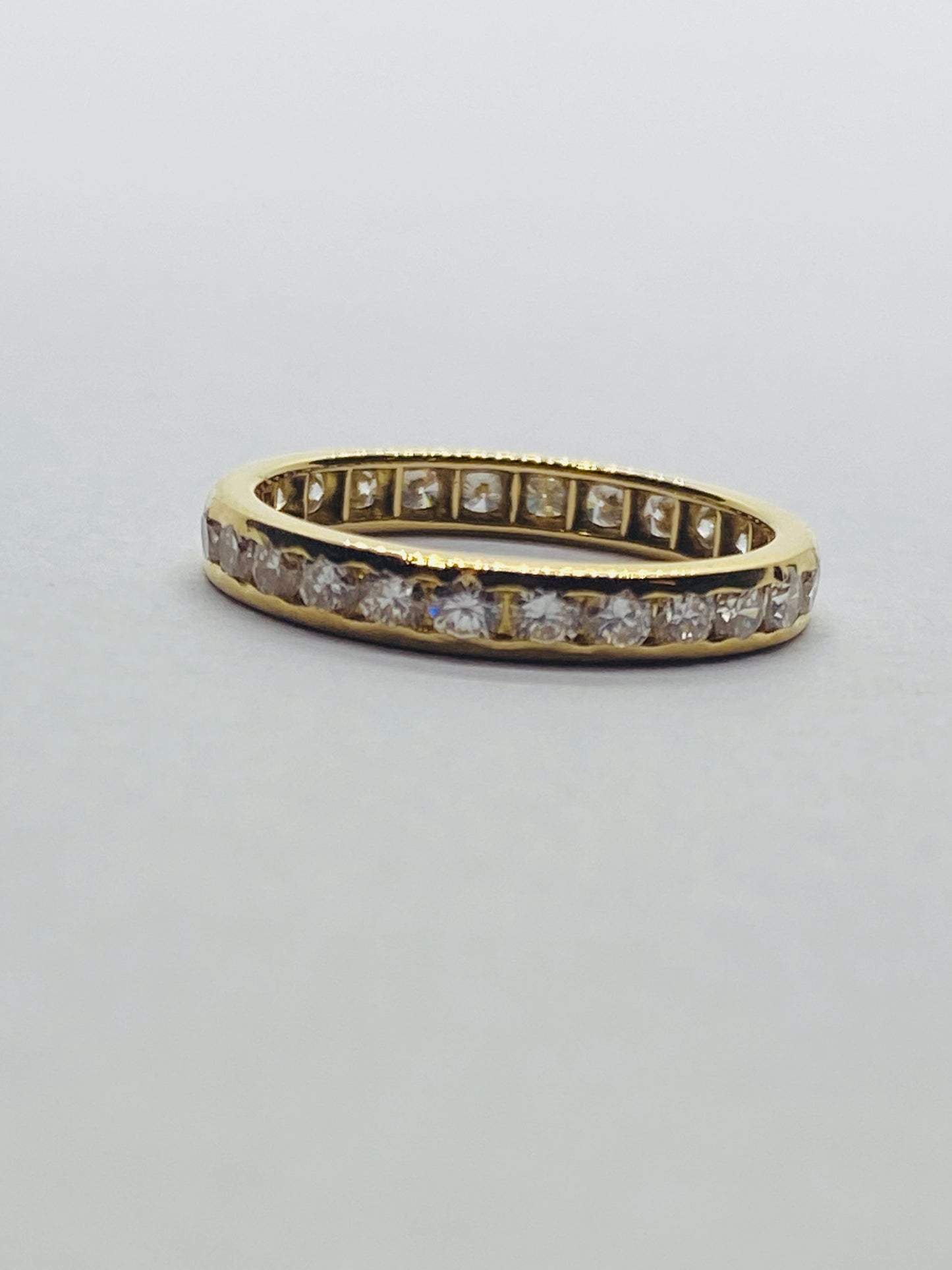 Tiffany & Co Round Diamond Channel Set Eternity Band Yellow Gold Size 5.5 .78Ct