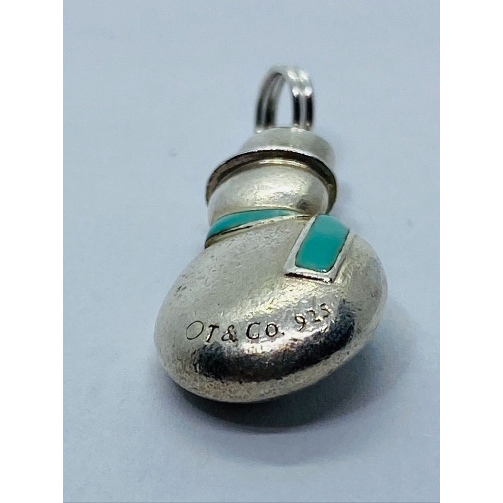 TIFFANY & CO 925 STERLING SILVER SNOWMAN ENAMEL SCARF CHARM RETIRED READ