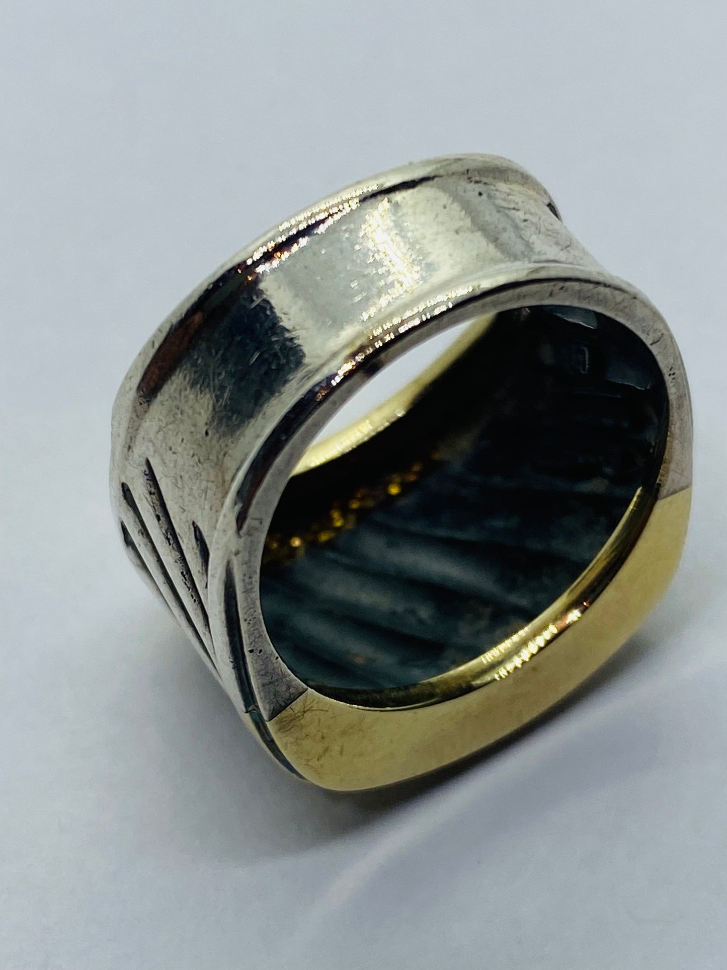 David Yurman Thoroughbred Ring 14K Gold Sterling Silver Cigar Cable Size 5.75