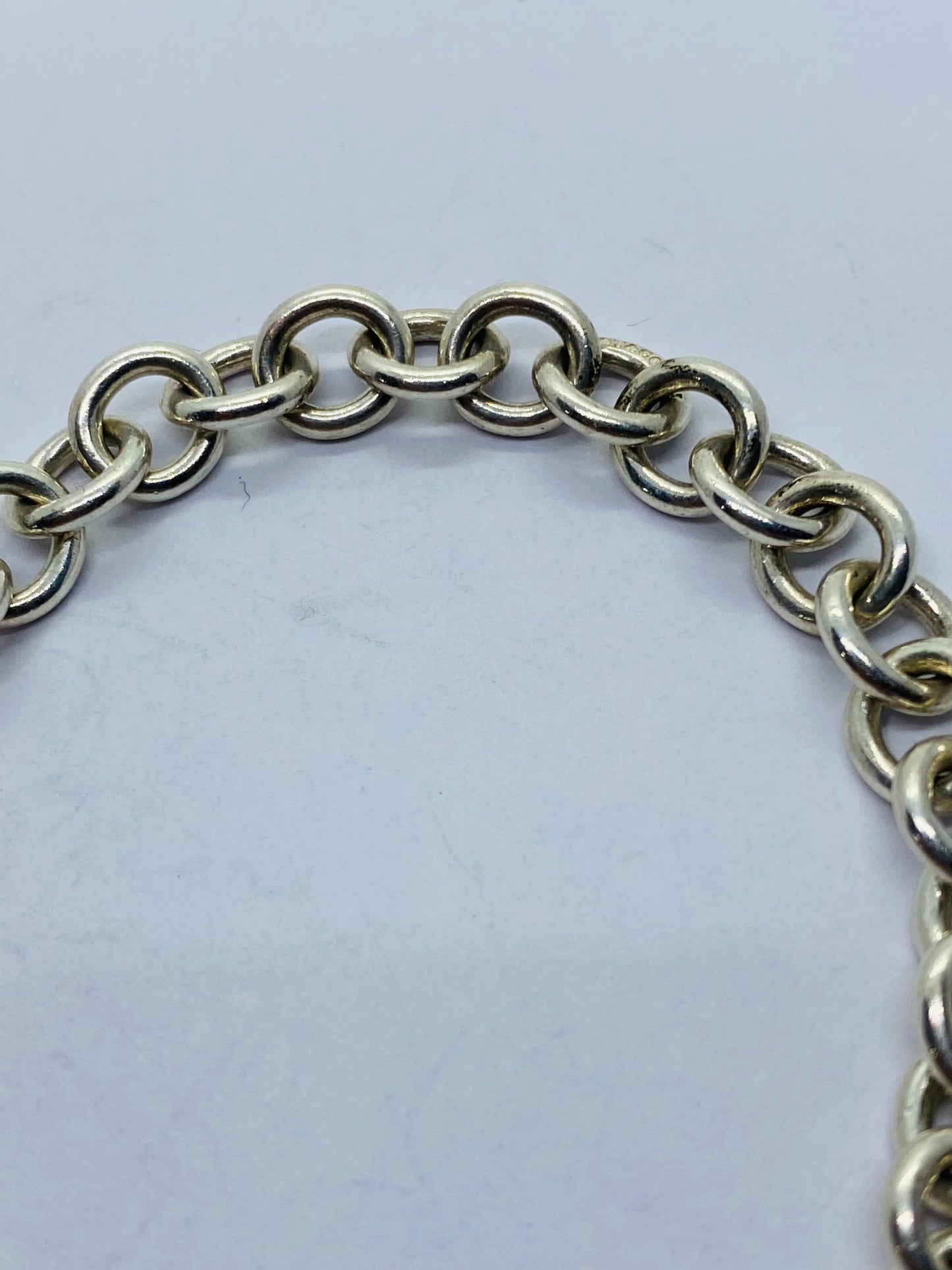 Tiffany & Co. 8.25”Arc Heart Padlock Charm Please Rerun To Love Bracelet Silver
