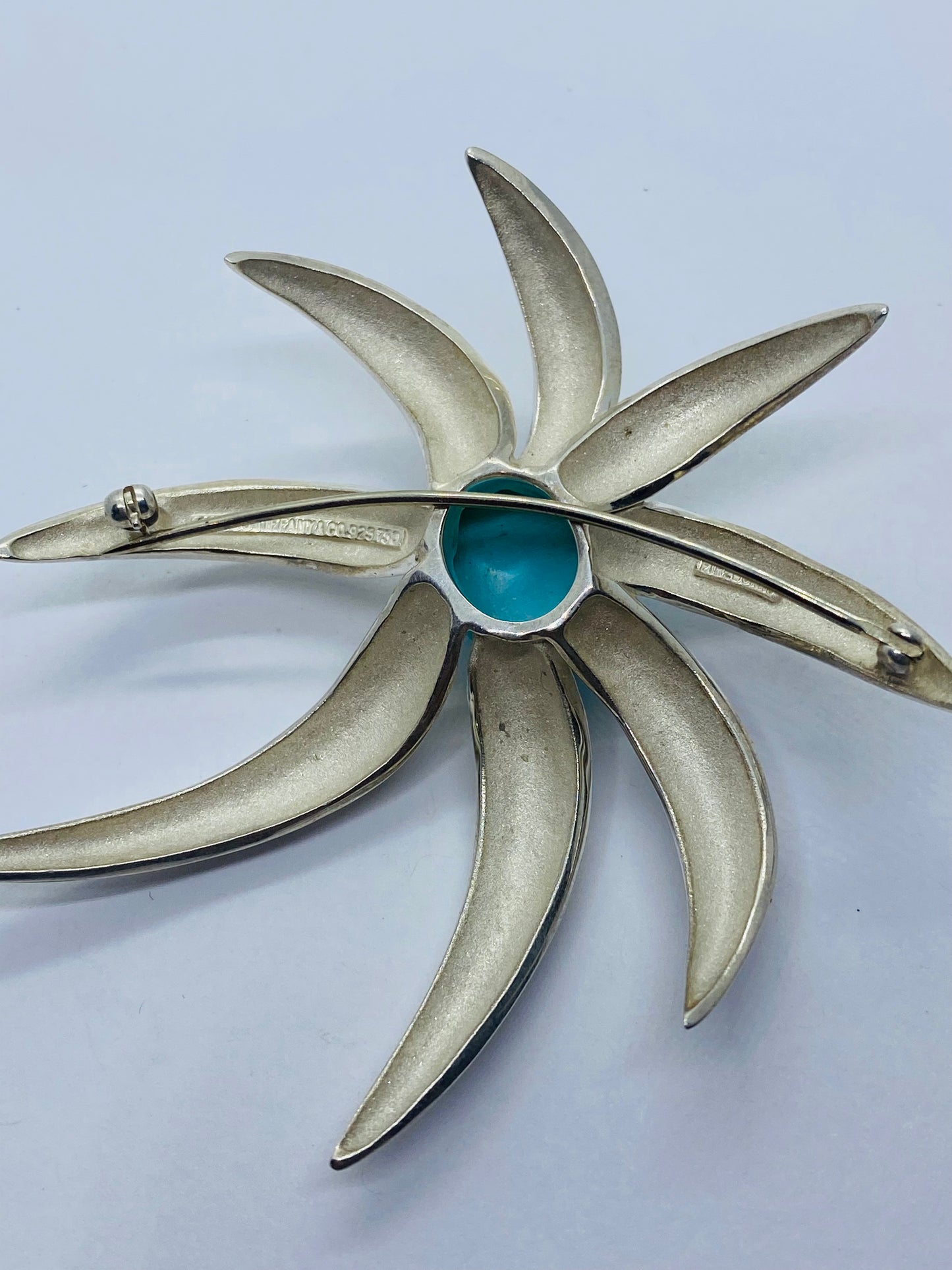 HUGE Tiffany & Co. Sterling Silver & 18k Yellow Gold Turquoise Fireworks Brooch