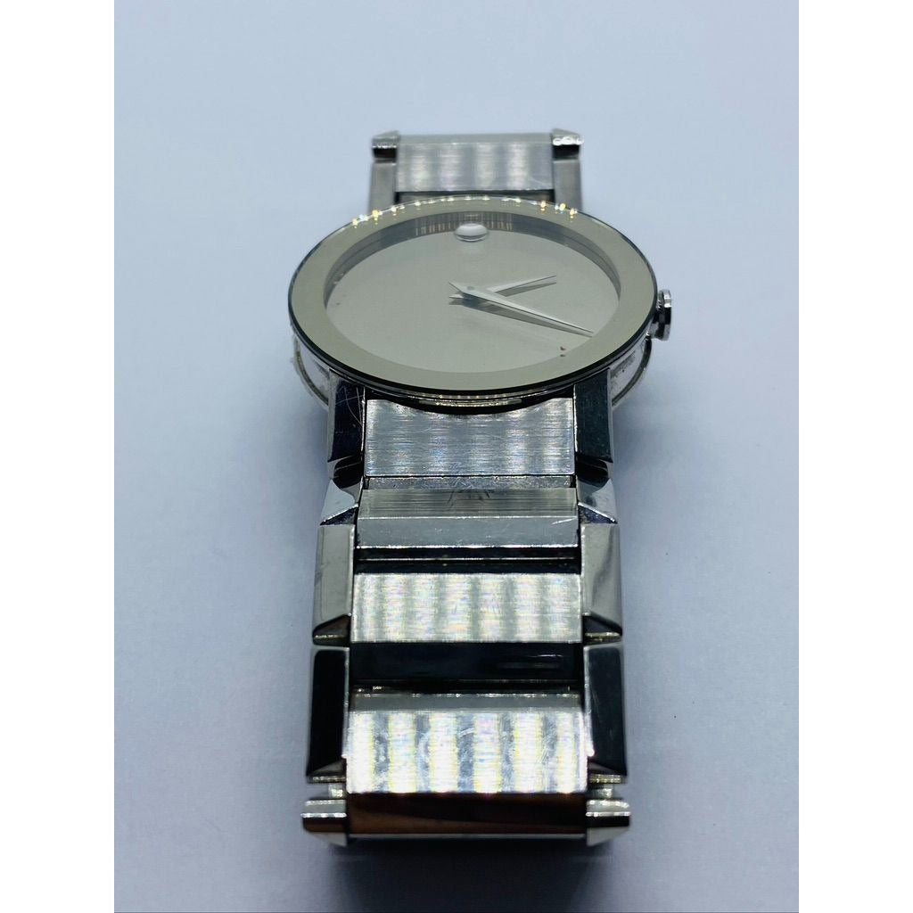 Movado Sapphire Silver Mirror Museum Dial Swiss Men's 84 G! 2896 READ!!!