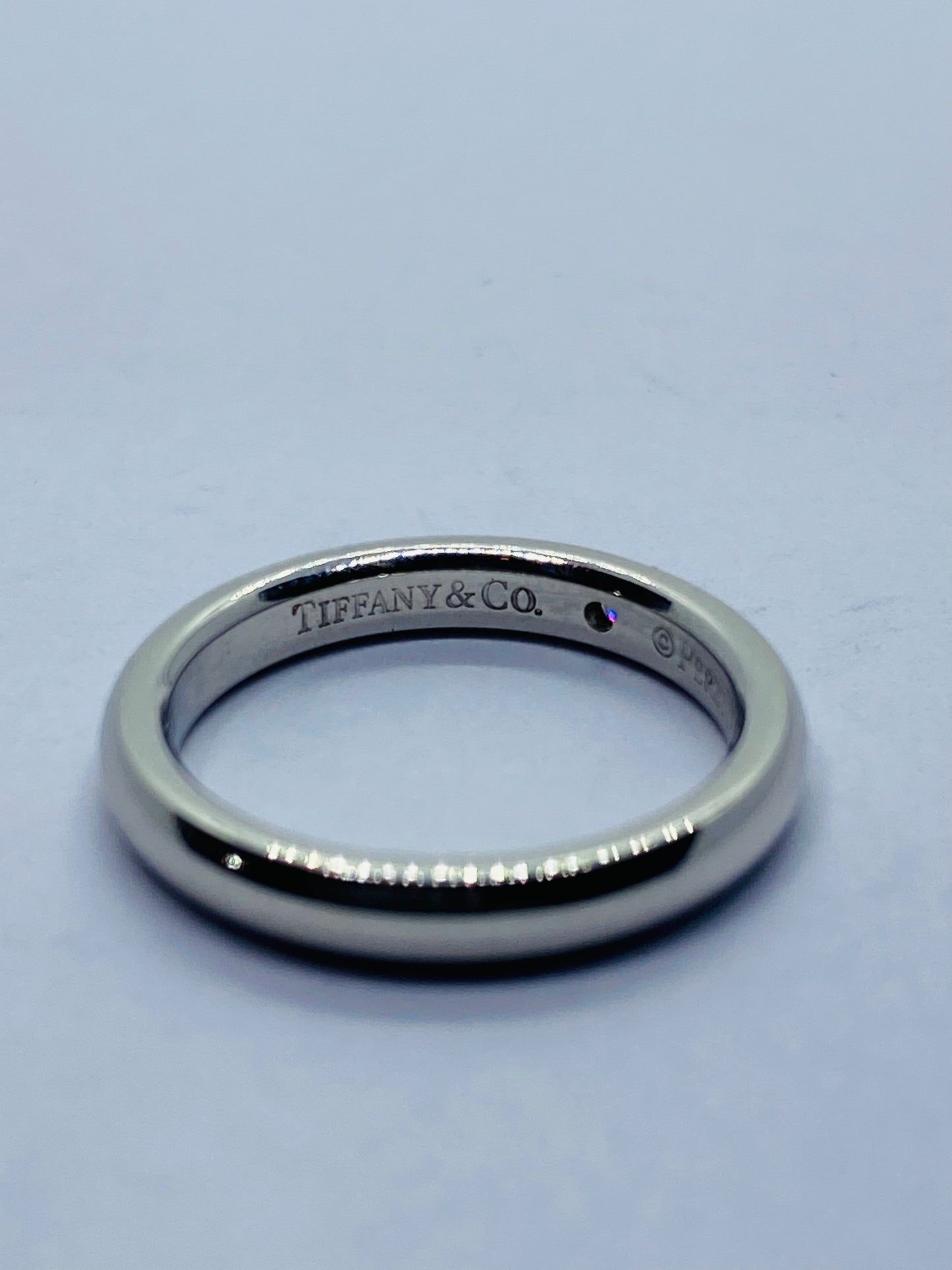 Tiffany & Co Elsa Peretti Platinum Band Ring With A Round Diamond Size 3.75-4
