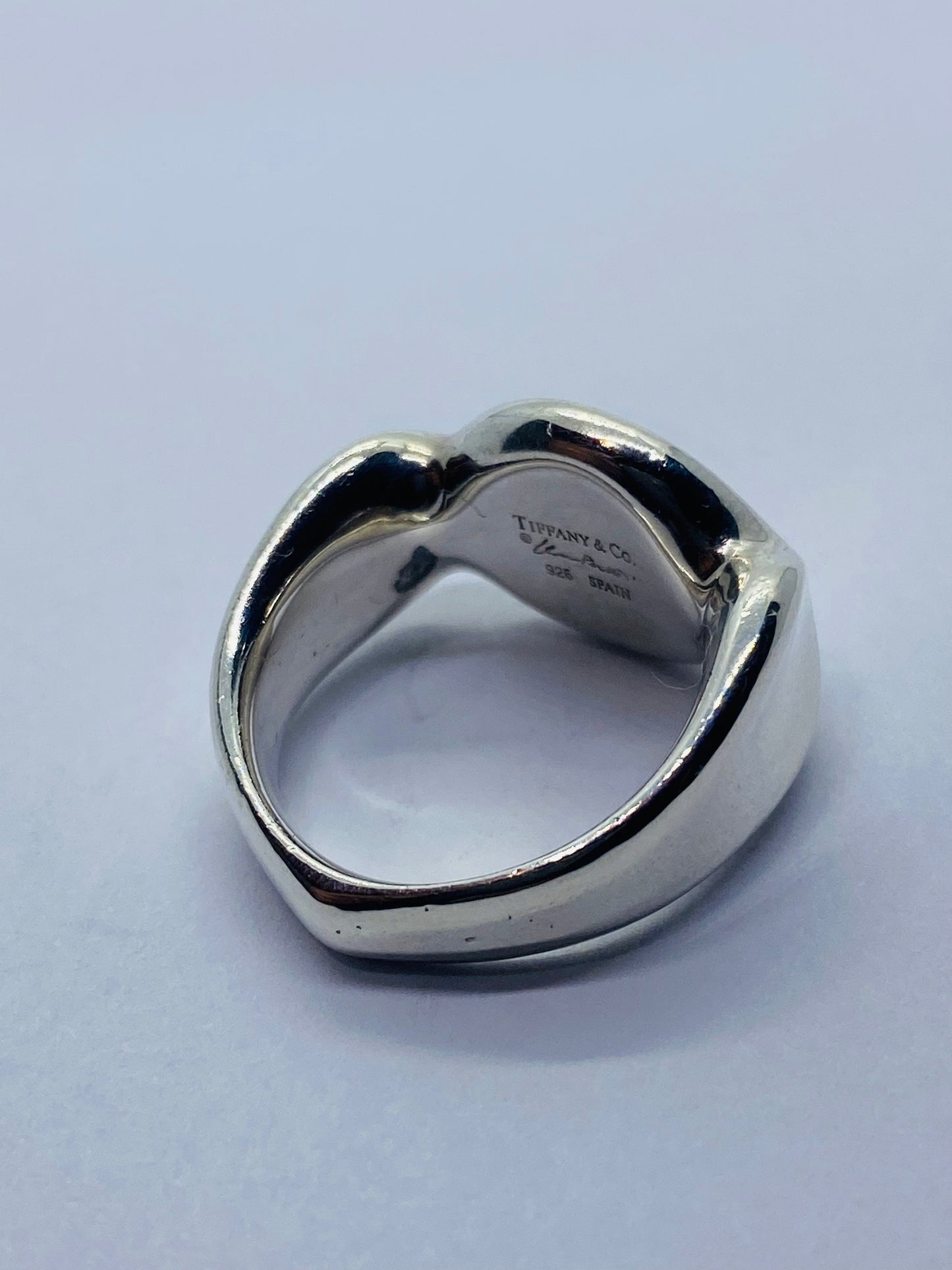 Tiffany & Co Silver Peretti Spain Signet Band Size 5 With Pouch Retired.