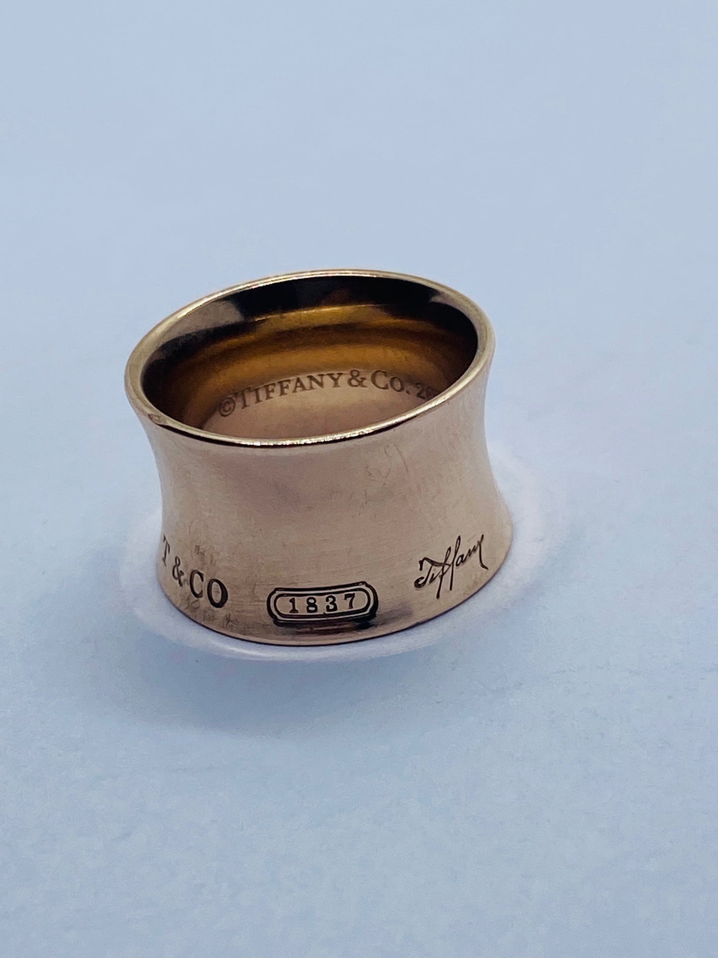 Tiffany & Co. Rubedo Metal 1837 Wide Concave Ring Size 4 Pouch Box