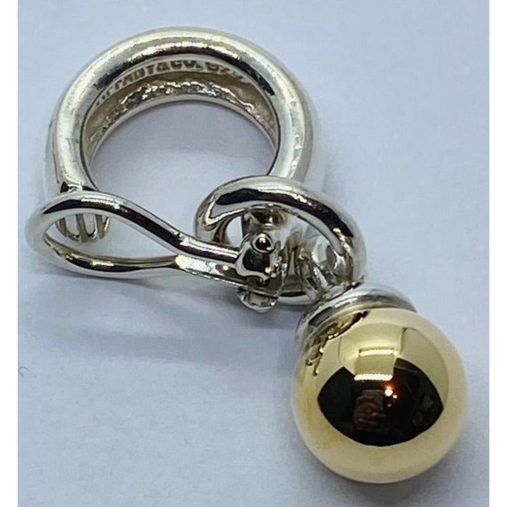 Tiffany & Co Ball Earrings Silver Hardware 18K Gold Fascination Dangle Clip On