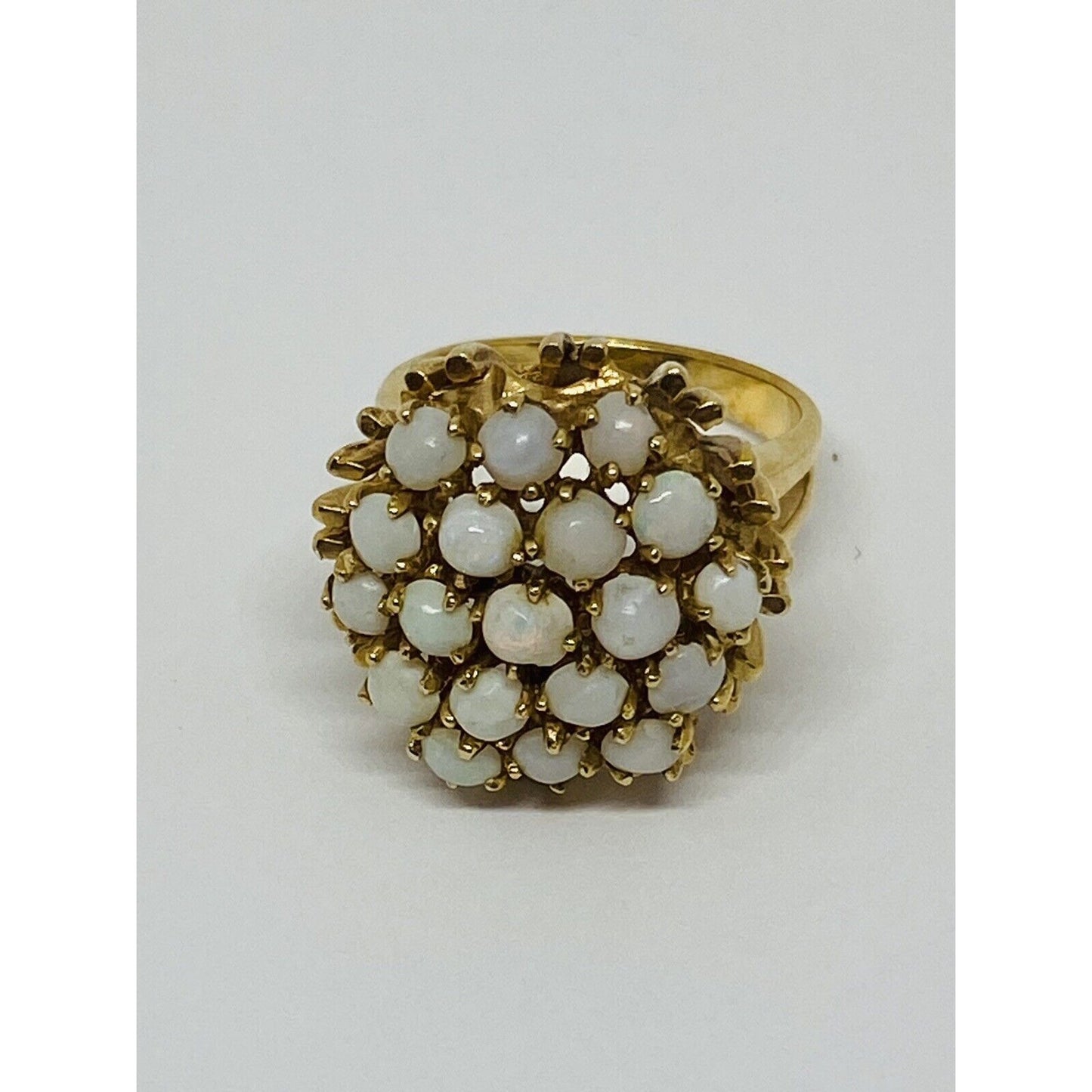 Genuine Opal 6.5 Grams Cluster Dome Ring 14K Gold Setting Size 4.5
