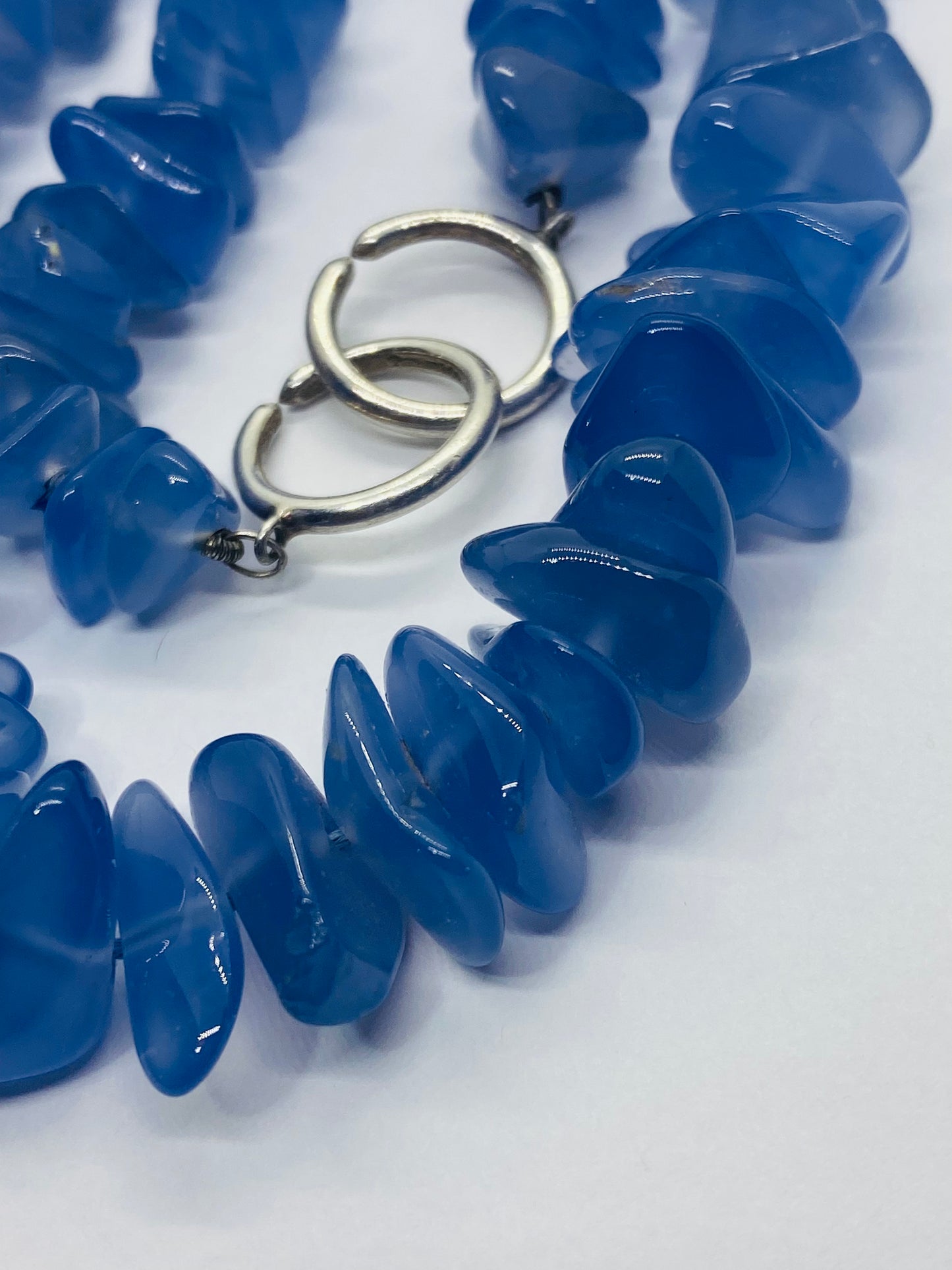 TIFFANY & CO PALOMA PICASSO STERLING SILVER BLUE CHALCEDONY BEAD NECKLACE 20.5”