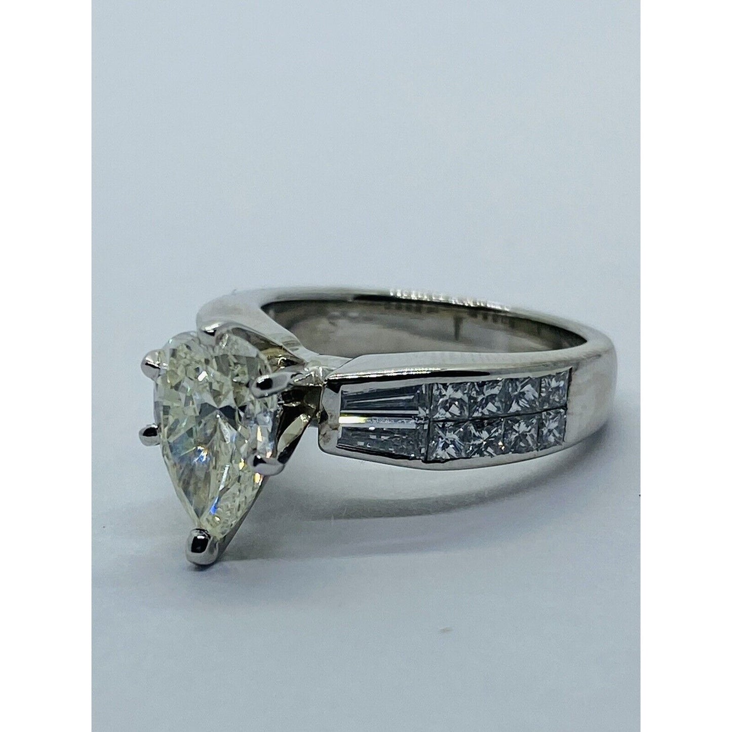 GIA PEAR CUT 1.62 ENGAGEMENT RING 18K WHITE GOLD SIZE 6 2.82 TCW